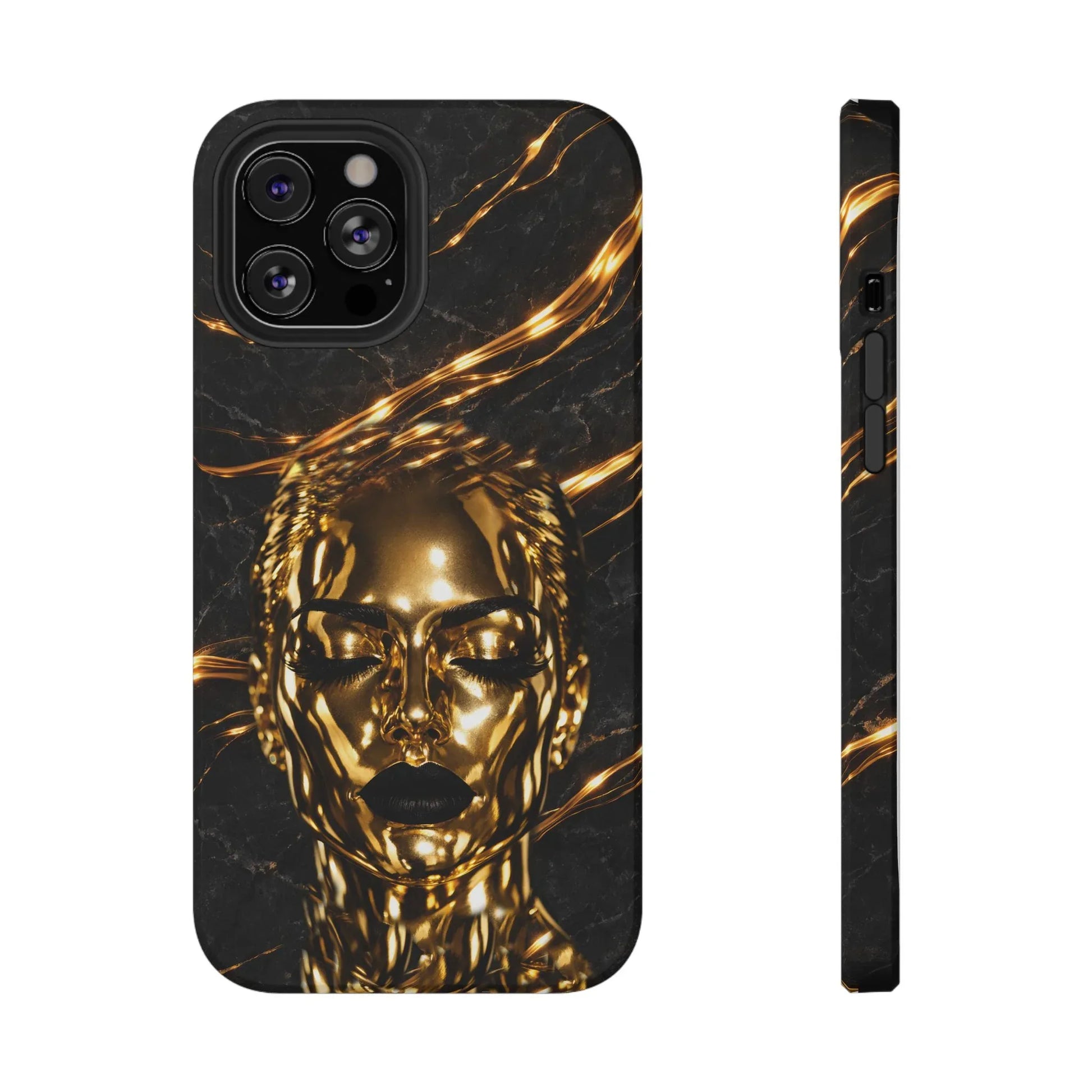 Luxury Gold Portrait Phone Case for iPhone 11-17 and Galaxy S21-S25 - KARARMDESIGN