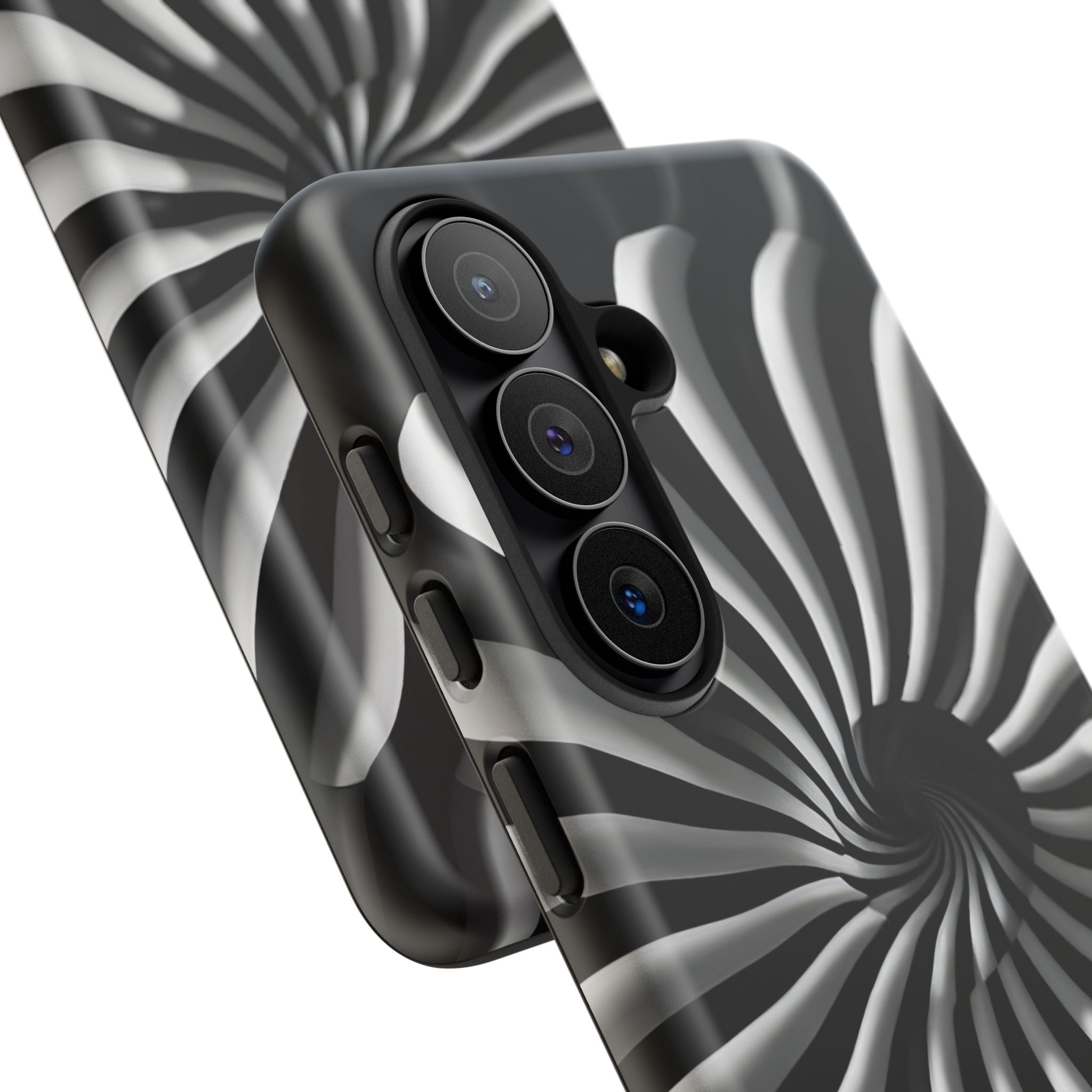 Hypnotic Black and White Spiral Phone Case – Optical Illusion Design for iPhone & Galaxy