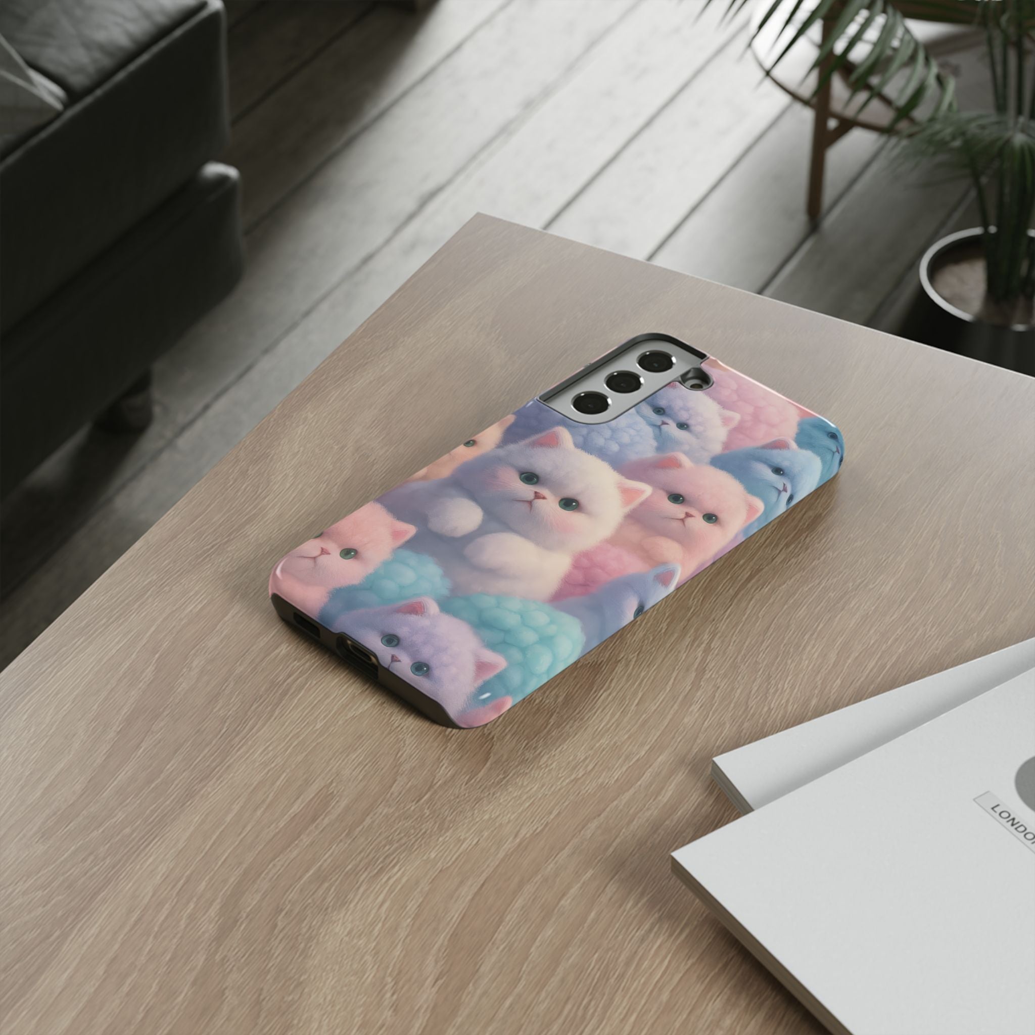Pastel Kitten Phone Case for iPhone 8-17 and Samsung Galaxy S10-S25 Models - KARARMDESIGN
