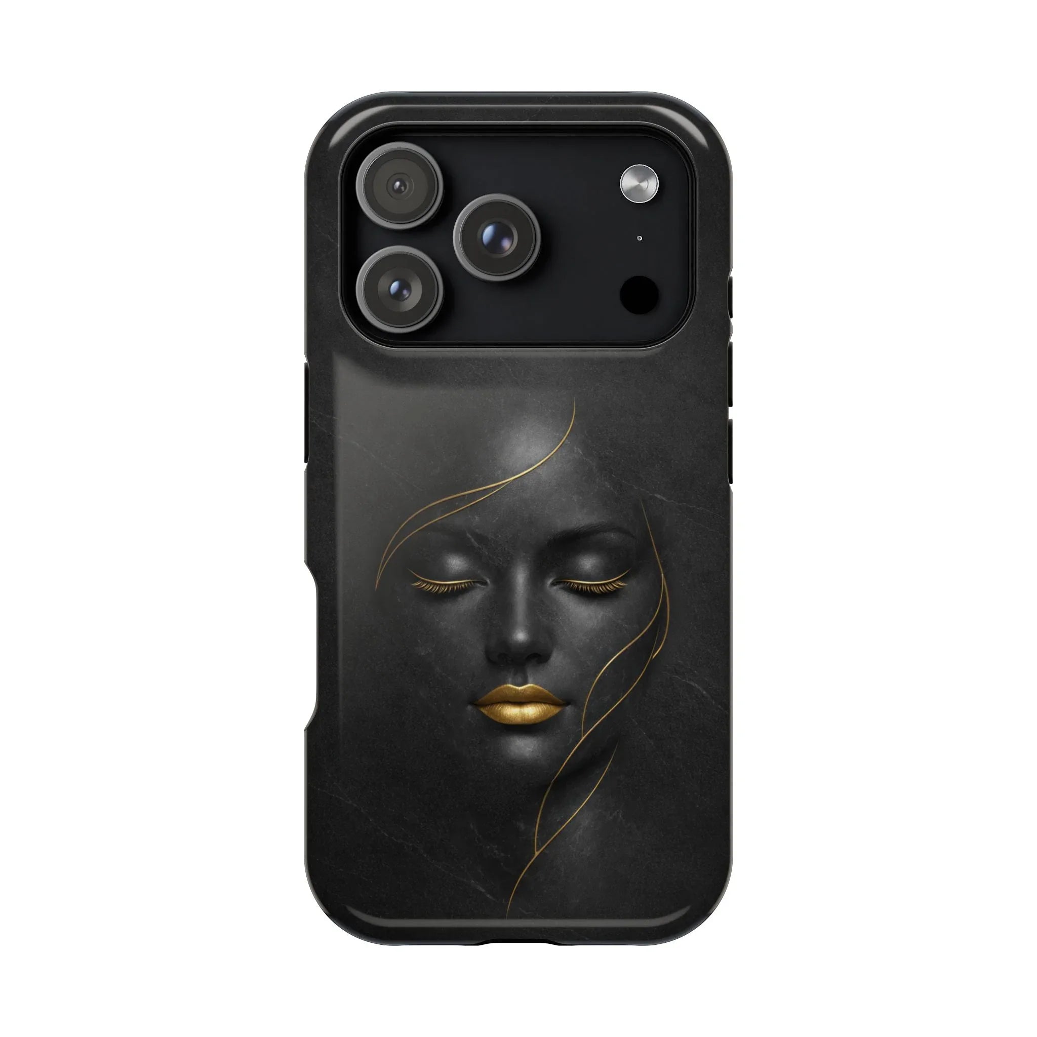Black Gold Face Phone Case for iPhone 13-17 - KARARMDESIGN