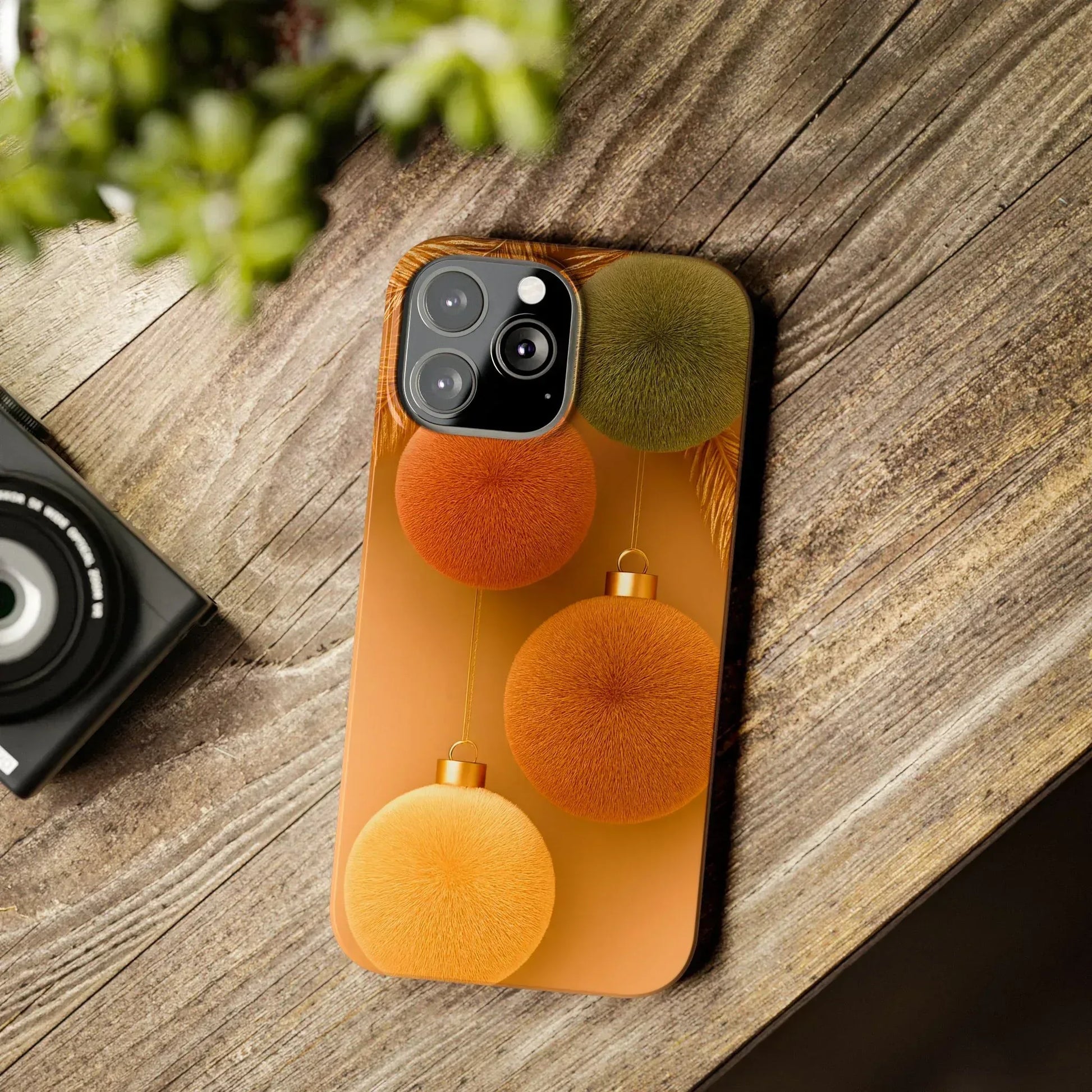 Golden Fuzz Ornaments Phone Case for iPhone 11-17 - KARARMDESIGN
