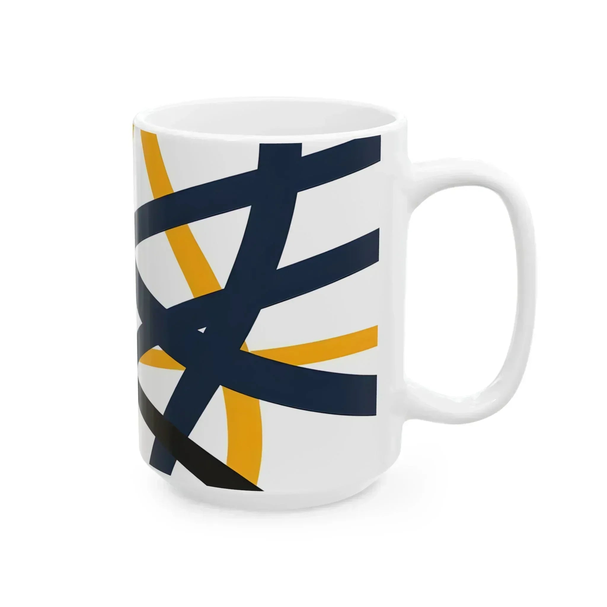 Navy Blue and Orange Smoke Pattern Ceramic Mug - KARARMDESIGN