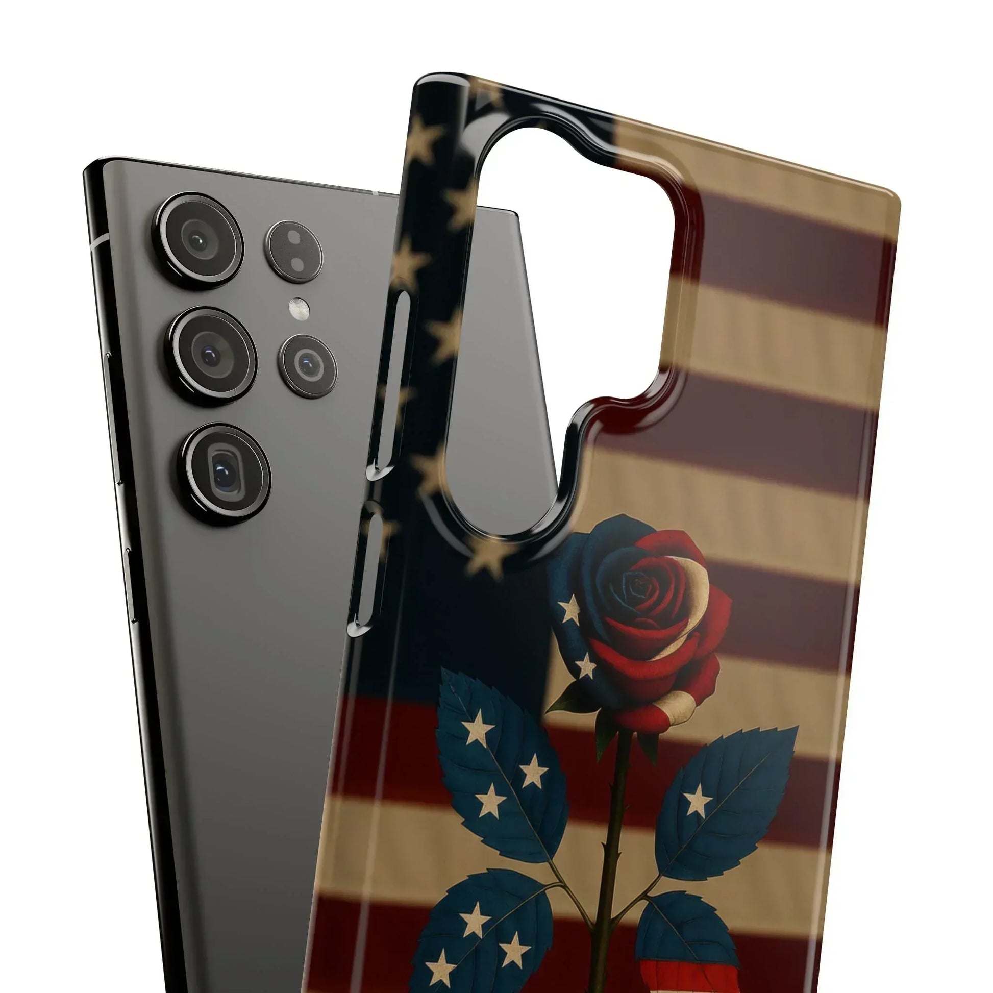 American Rose Flag Phone Case for iPhone 7-16 and Samsung Galaxy S10-S24 Models - KarArmDesign