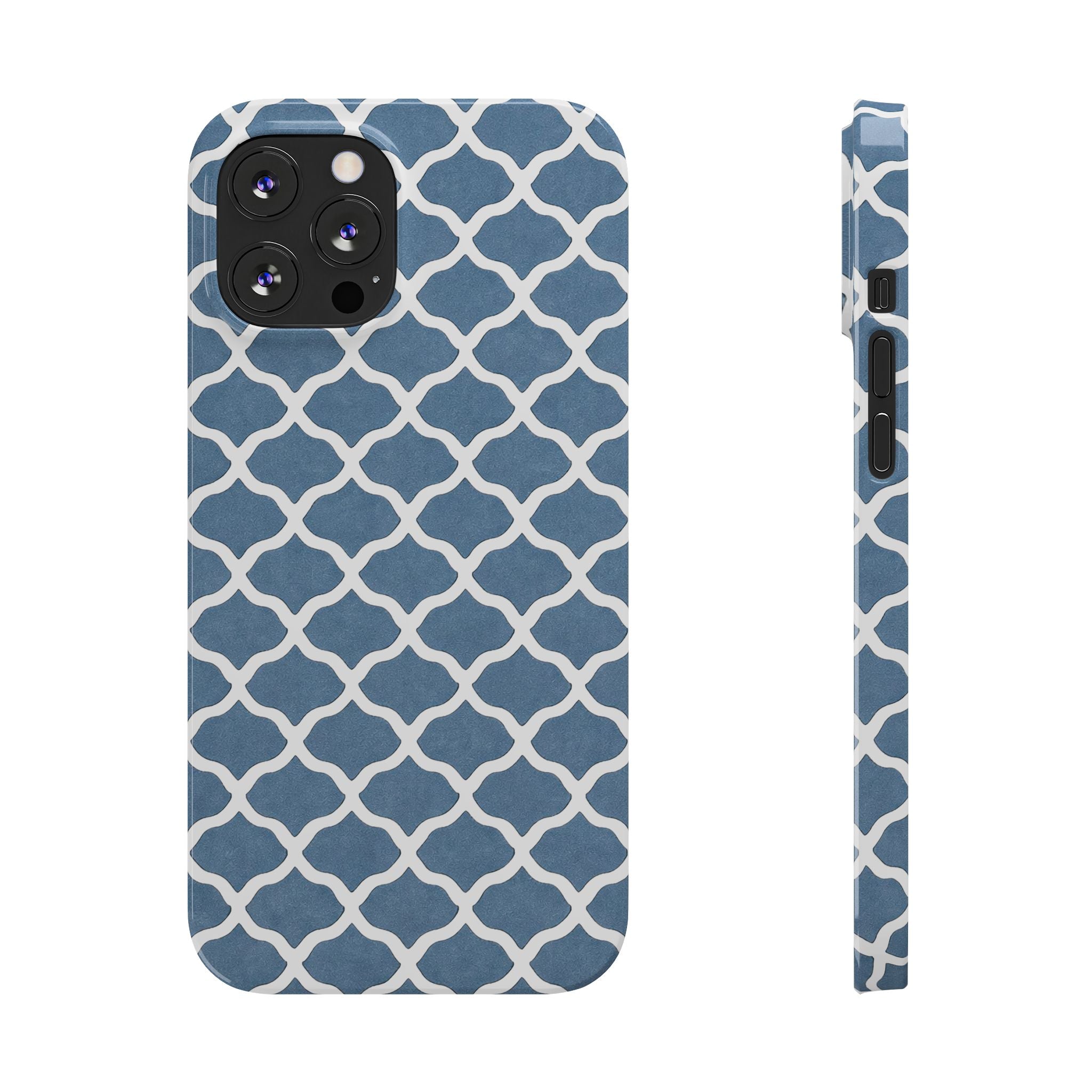 Azure Lattice Pattern Phone Case Slim Phone Cases for iPhone 11-17
