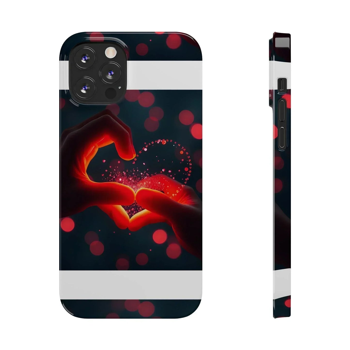 "Heart Hands Glow" Phone Case for iPhone 7 to 16 Series Models - KarArmDesign