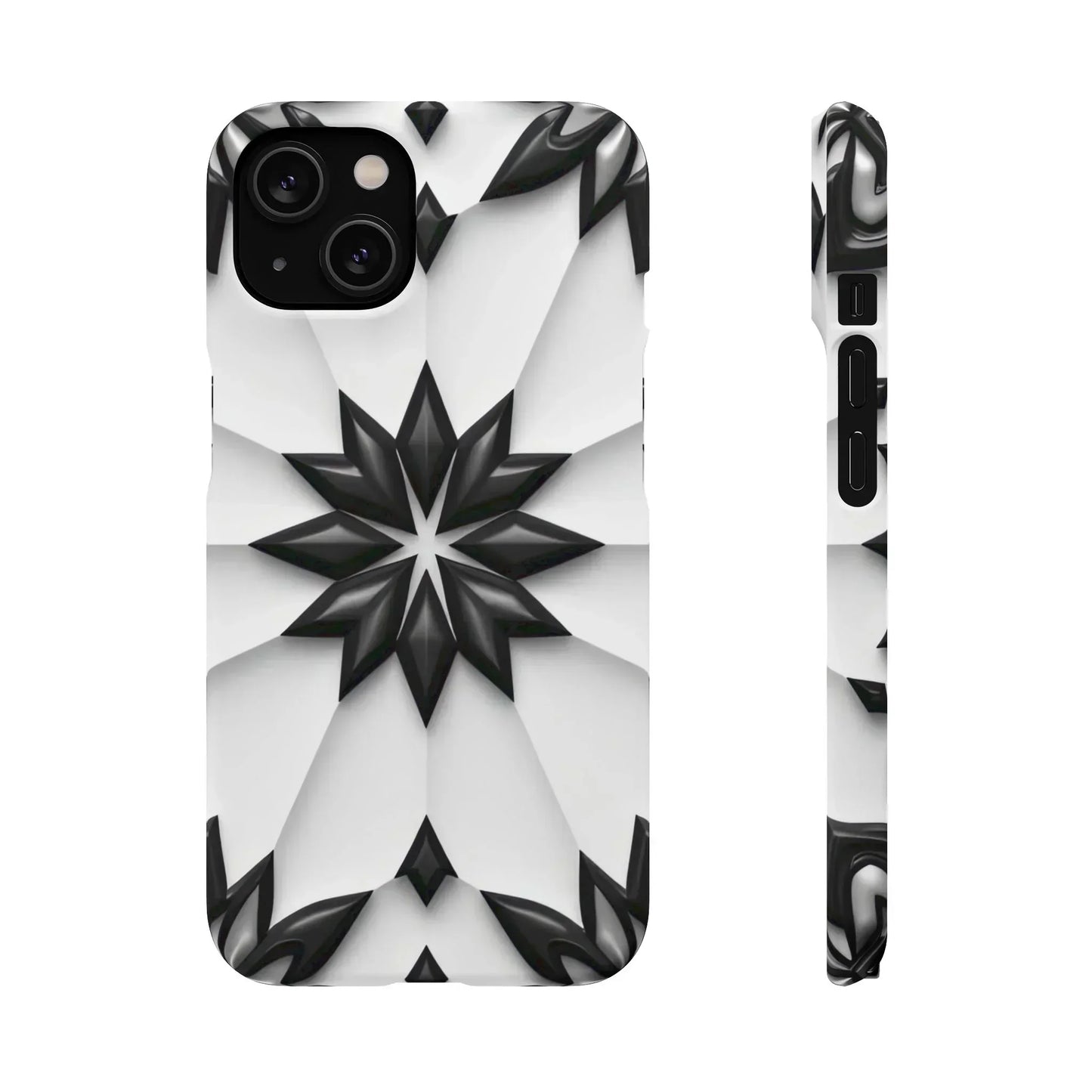 Black and White Geometric Floral Phone Case for iPhone and Samsung Galaxy - KarArmDesign