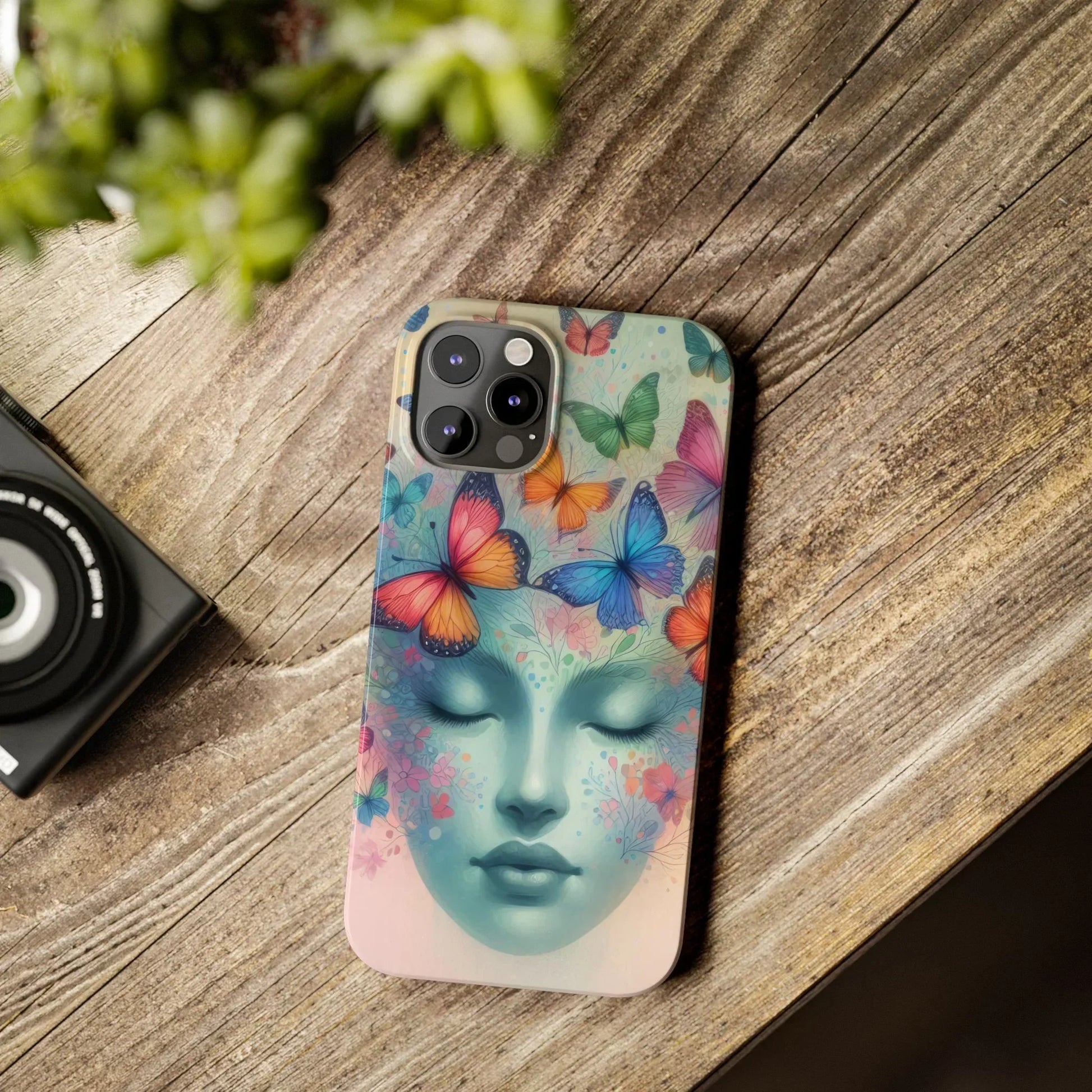 Butterfly Bloom Dreamy Woman with Closed Eyes Tough Phone Case for iPhone - KarArmDesign