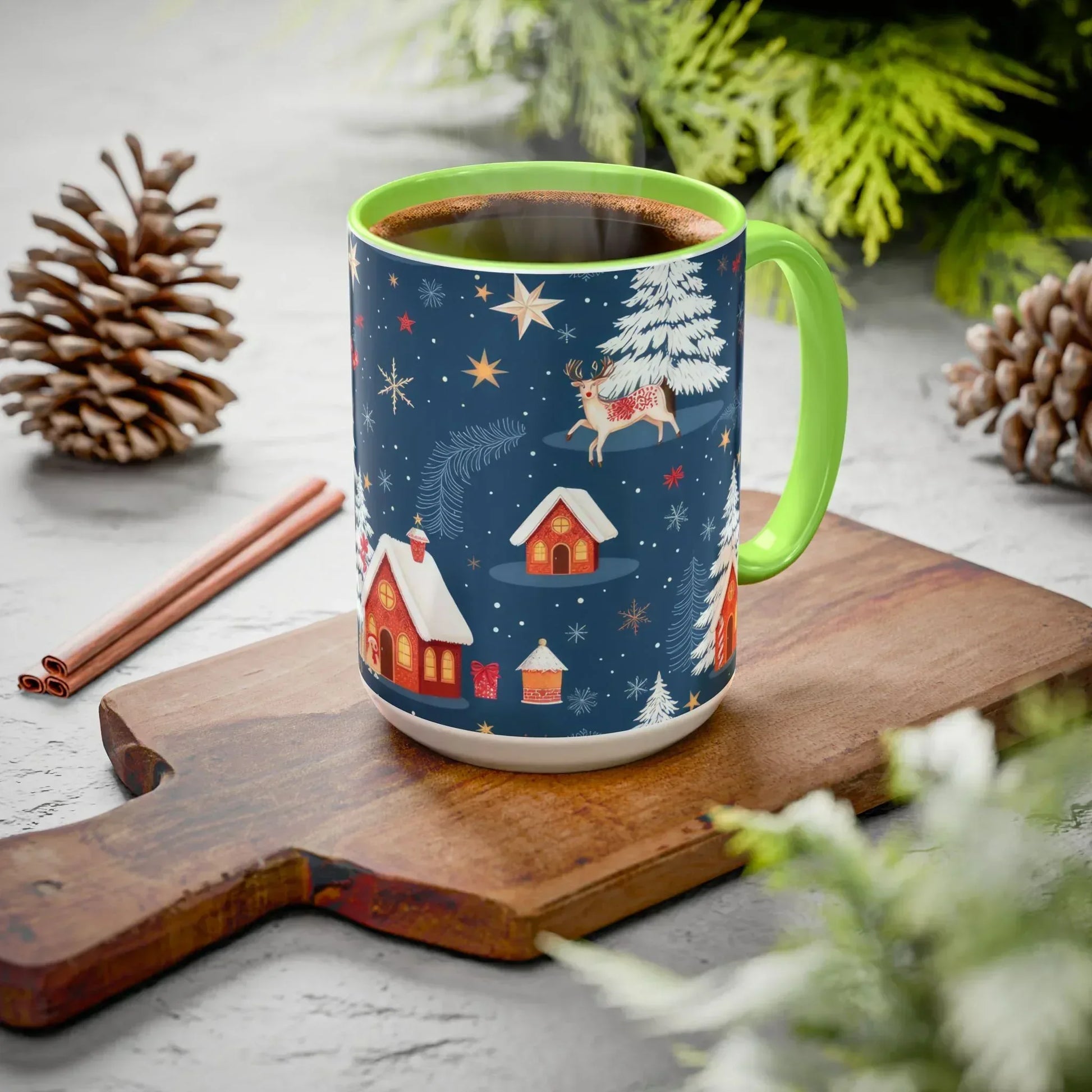 Dark Blue Christmas Mug - Colorful Mugs (11oz, 15oz) - KARARMDESIGN