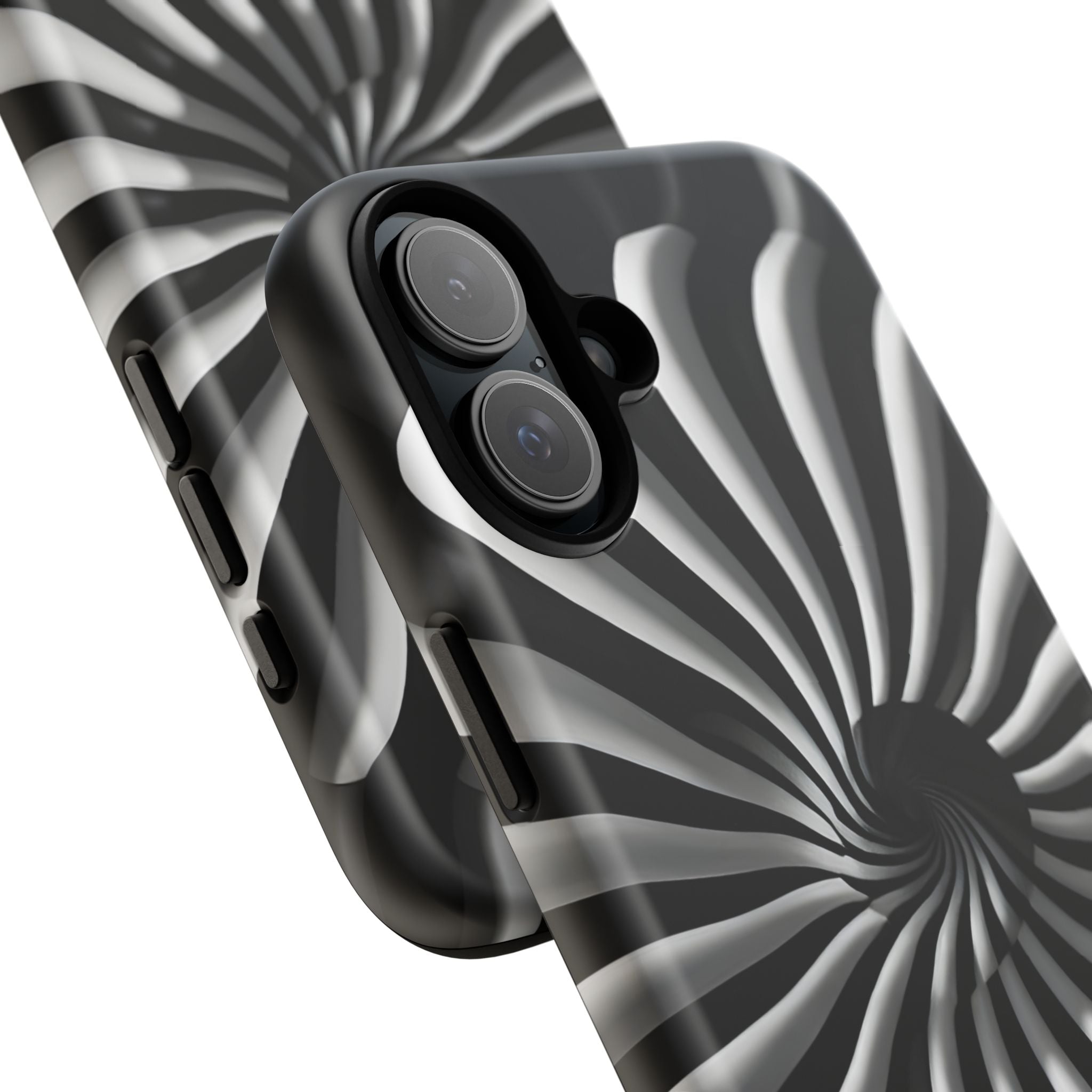 Hypnotic Black and White Spiral Phone Case – Optical Illusion Design for iPhone & Galaxy