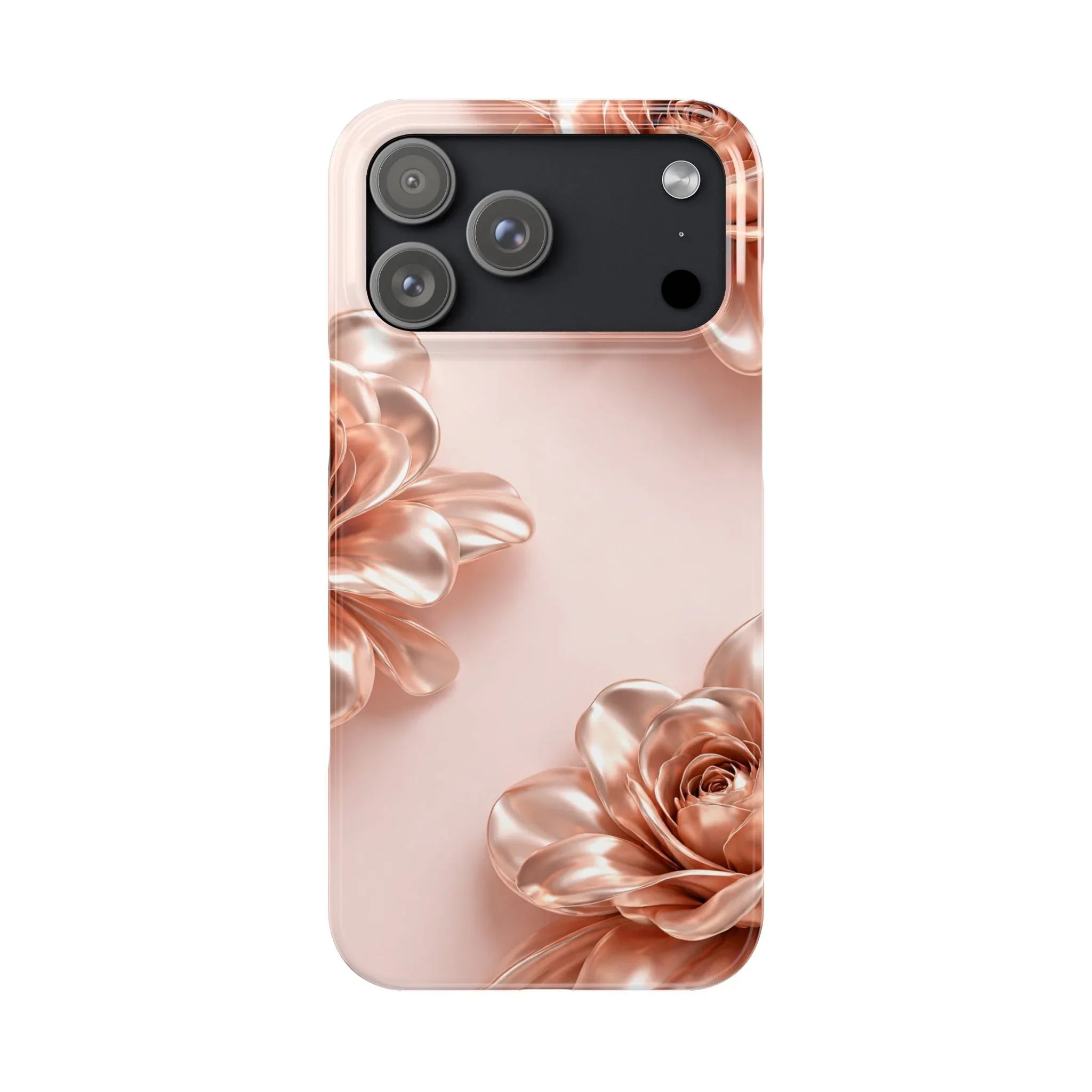Blush Metallic Flower Case for iPhone 11-17 - KARARMDESIGN