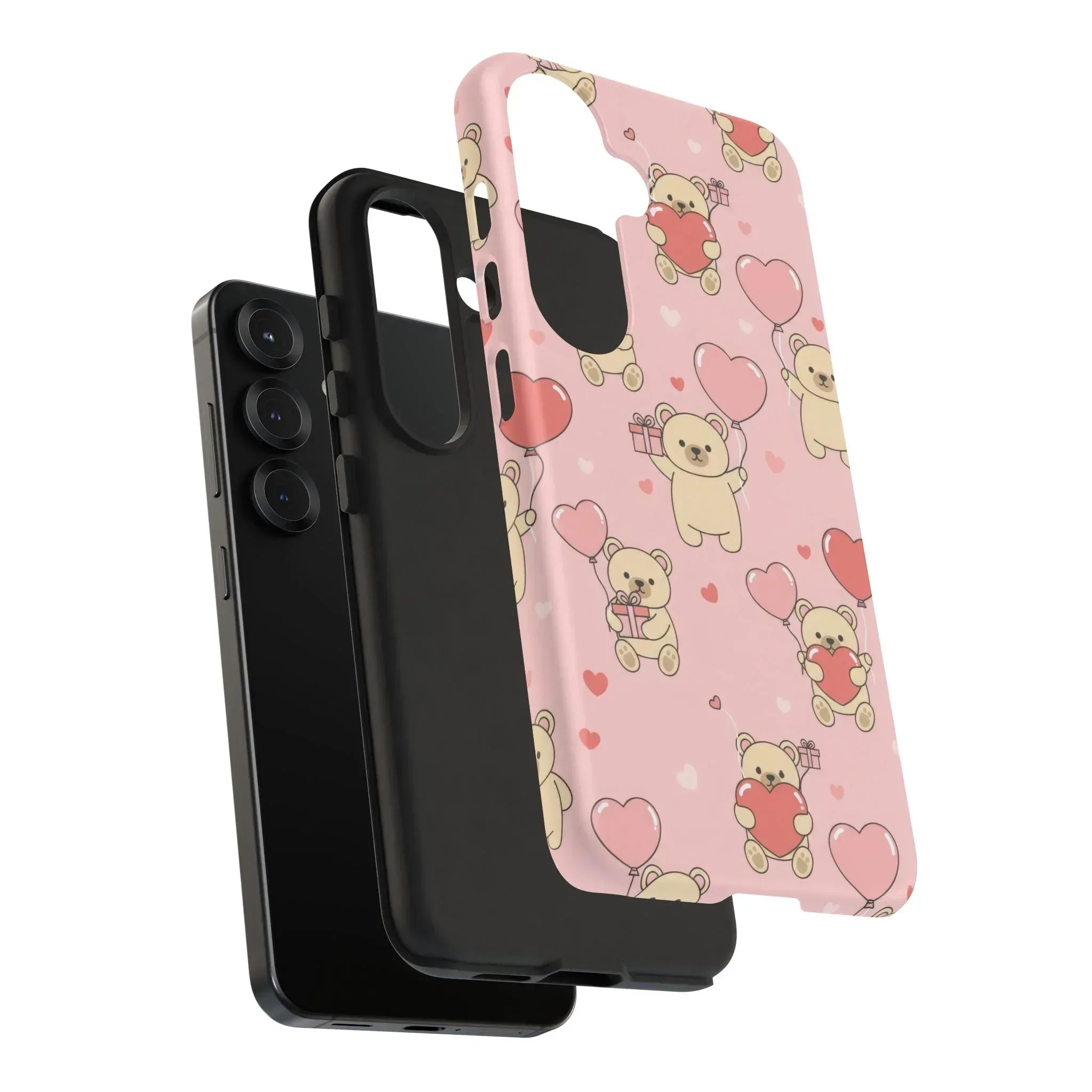 Teddy's Valentine Parade Phone Case for iPhone 11-17 and Galaxy S21-S25 - KARARMDESIGN