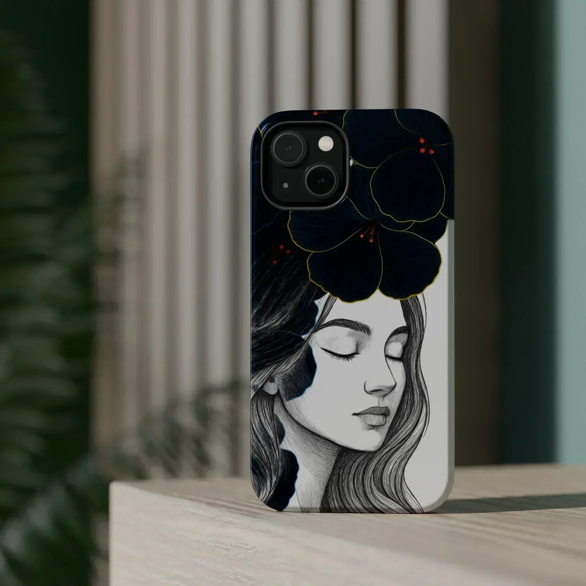 Dark Floral Elegance Phone Case for iPhone 13-16 - KARARMDESIGN