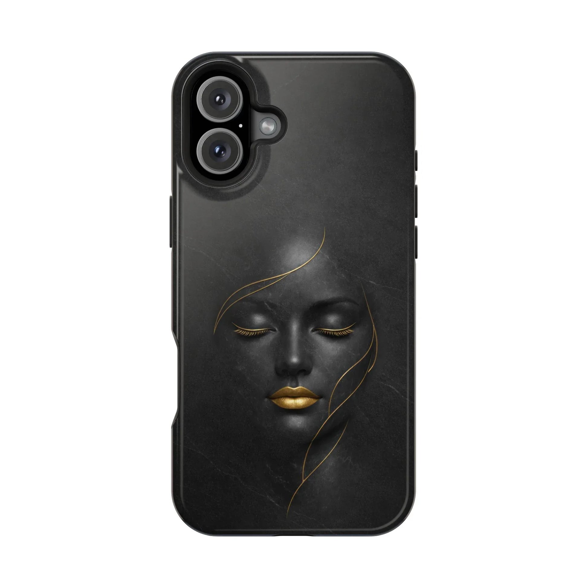 Black Gold Face Phone Case for iPhone 13-17 - KARARMDESIGN