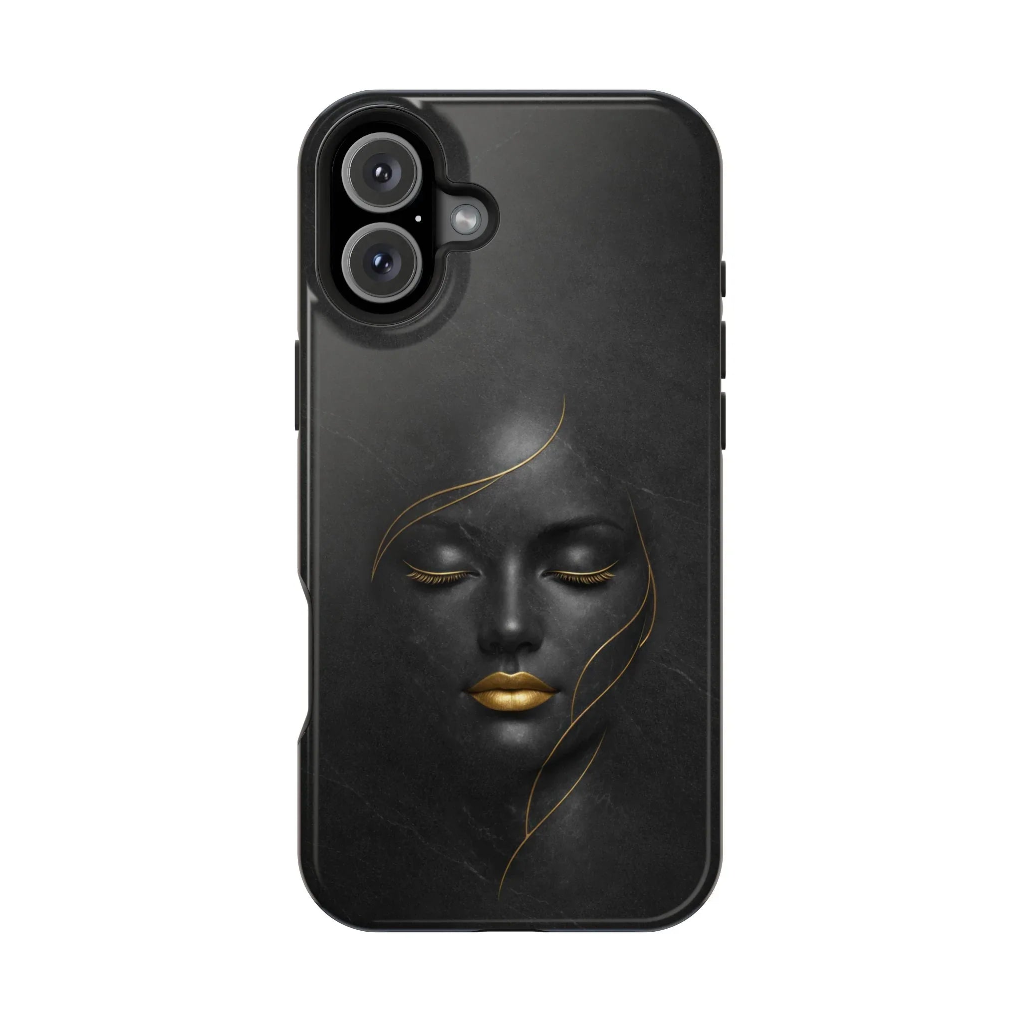 Black Gold Face Phone Case for iPhone 13-17 - KARARMDESIGN