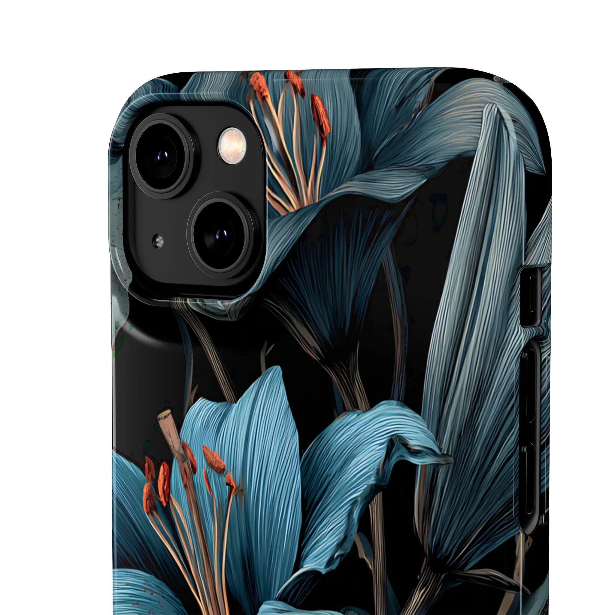 Blue Lily Floral Phone Case for iPhone 11-17 and Galaxy S20-S25 - KARARMDESIGN