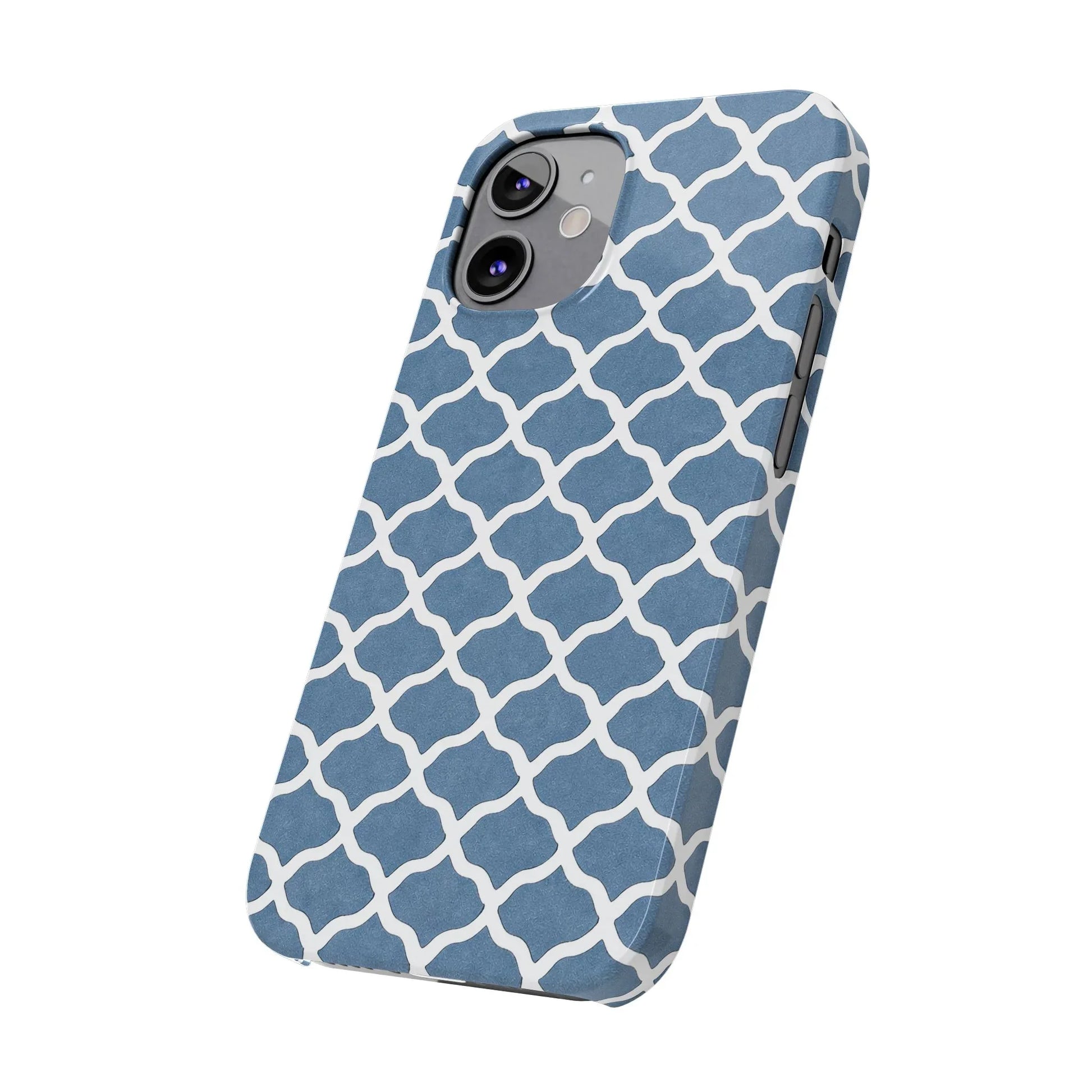 Azure Lattice Pattern Phone Case Slim Phone Cases for iPhone 11-17 - KARARMDESIGN