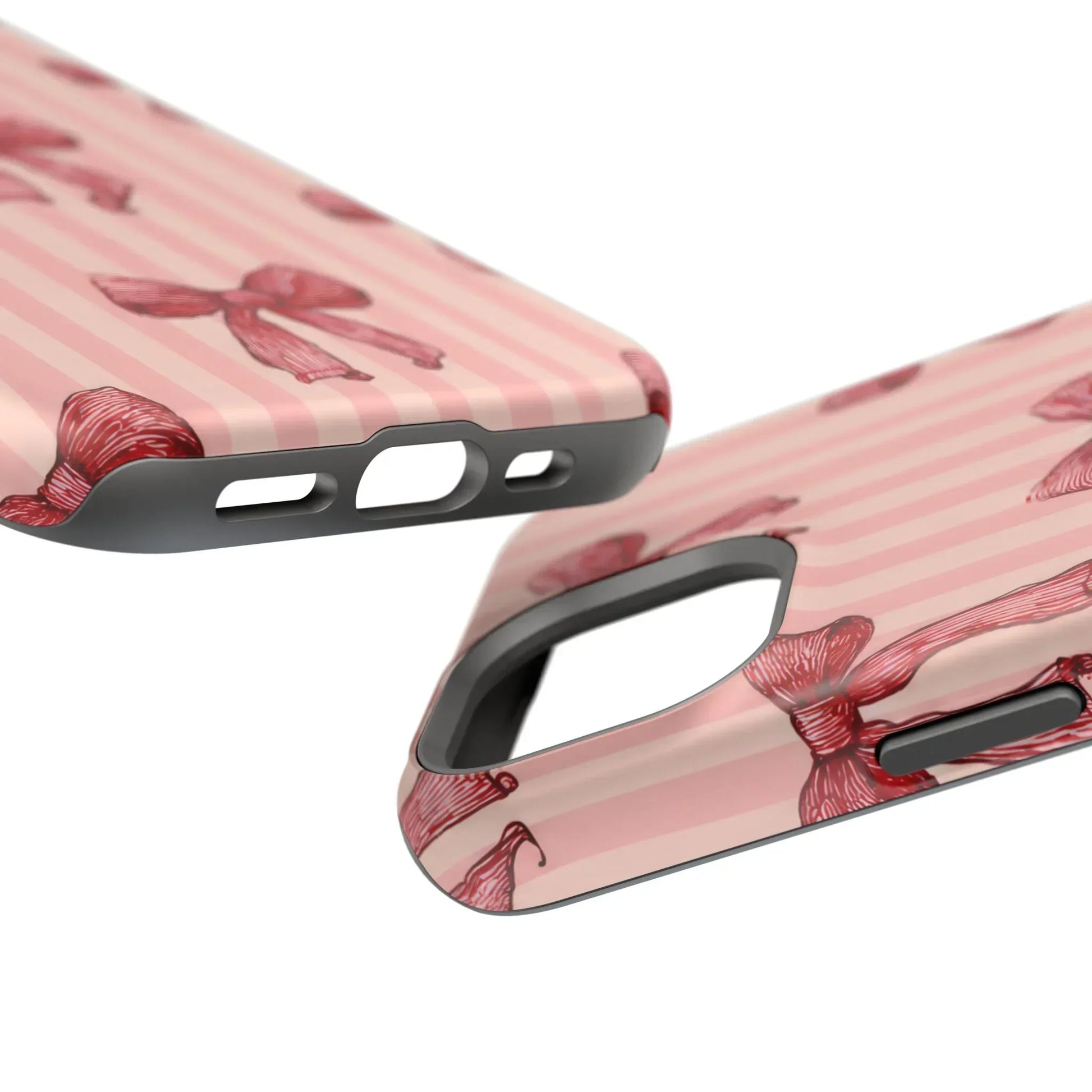 Red Bow Stripe Phone Case for iPhone 11-17 & Galaxy S21-S22 - KARARMDESIGN