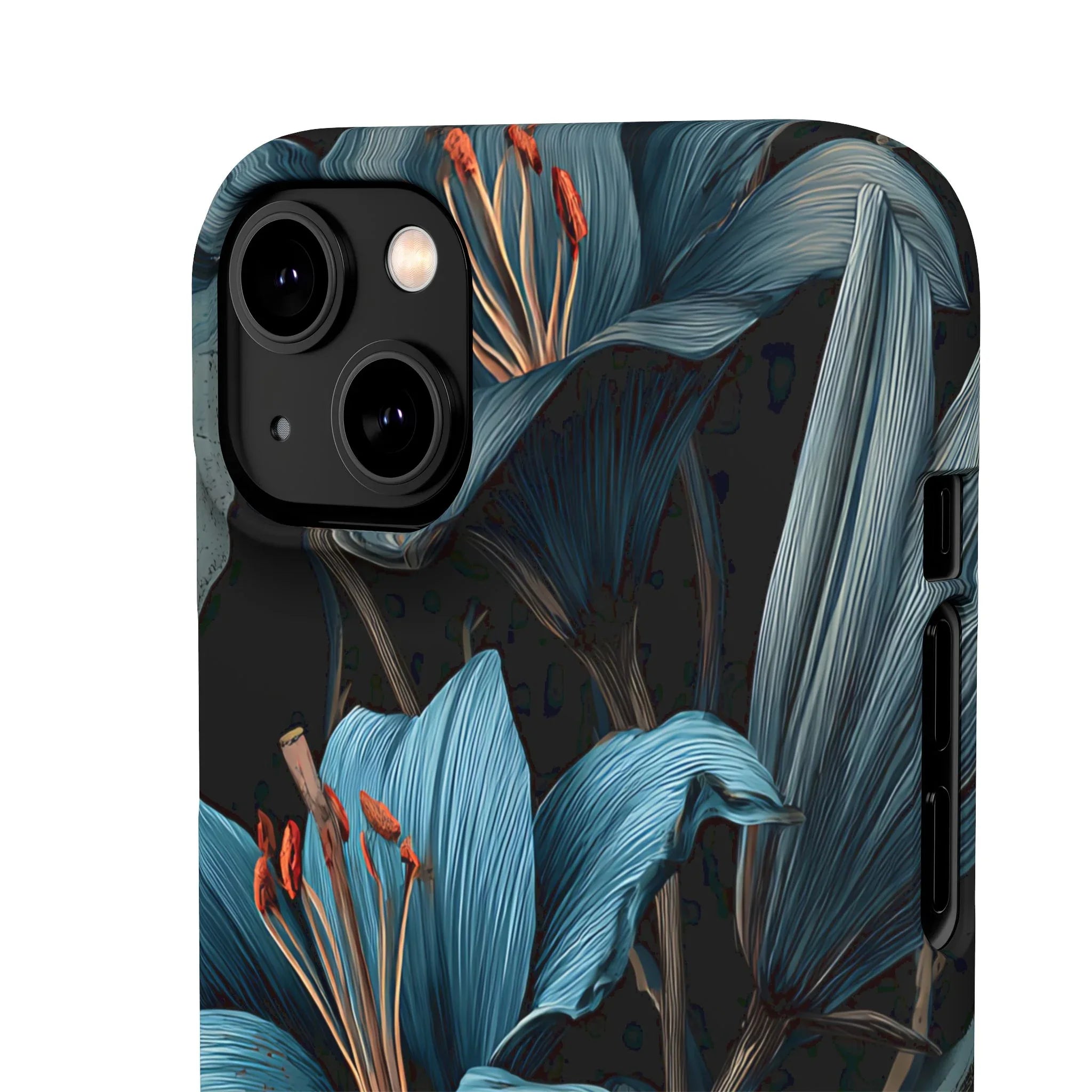 Blue Lily Floral Phone Case for iPhone 11-17 and Galaxy S20-S25 - KARARMDESIGN