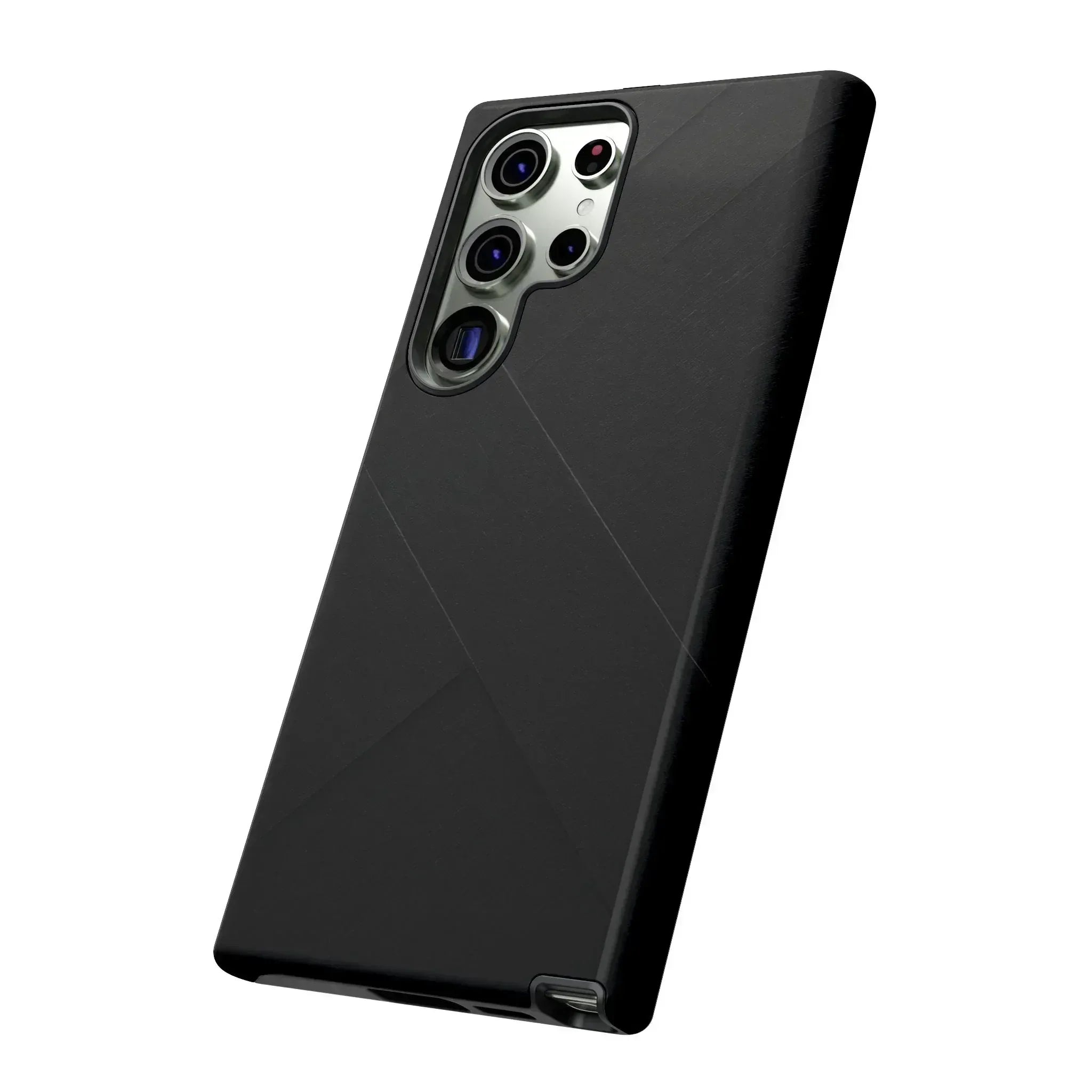 Matte Black Diagonal Line Phone Case for iPhone 8-16 and Galaxy S10-S25 - KARARMDESIGN