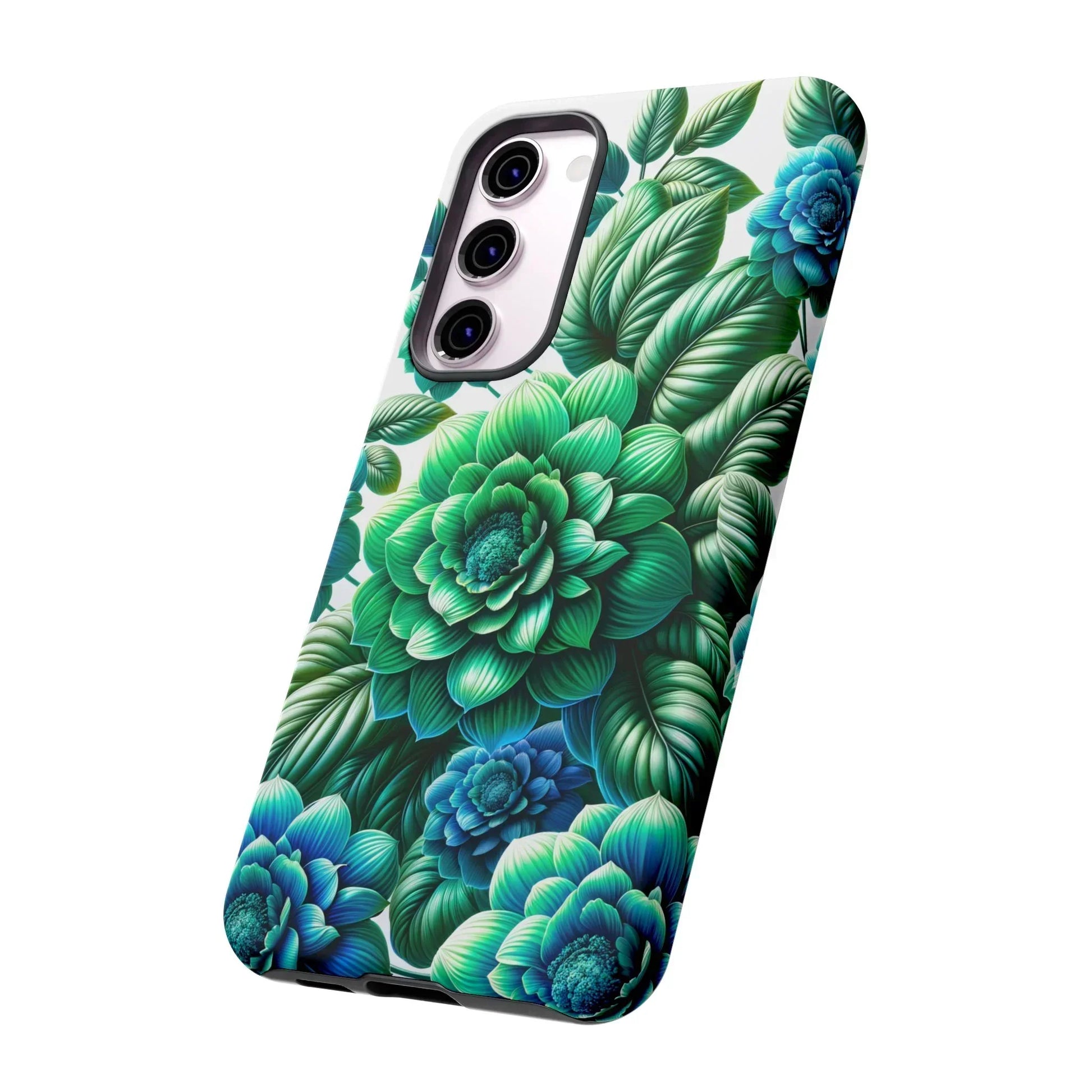 Green and BlueFloral Phone Case for Samsung Galaxy S10-S25 Models - KarArmDesign