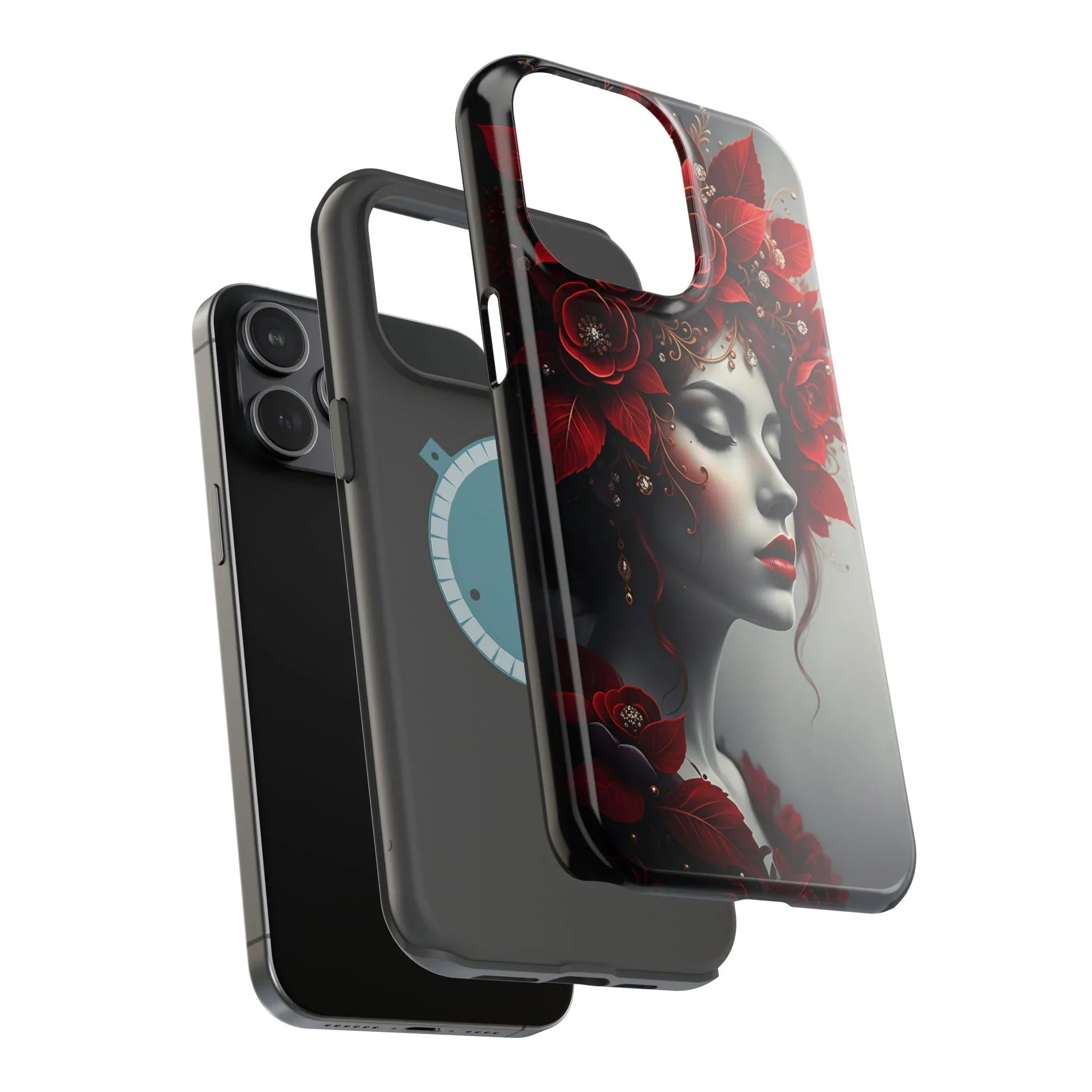 Scarlet Bloom Portrait Phone Case for iPhone 13-17 - KARARMDESIGN