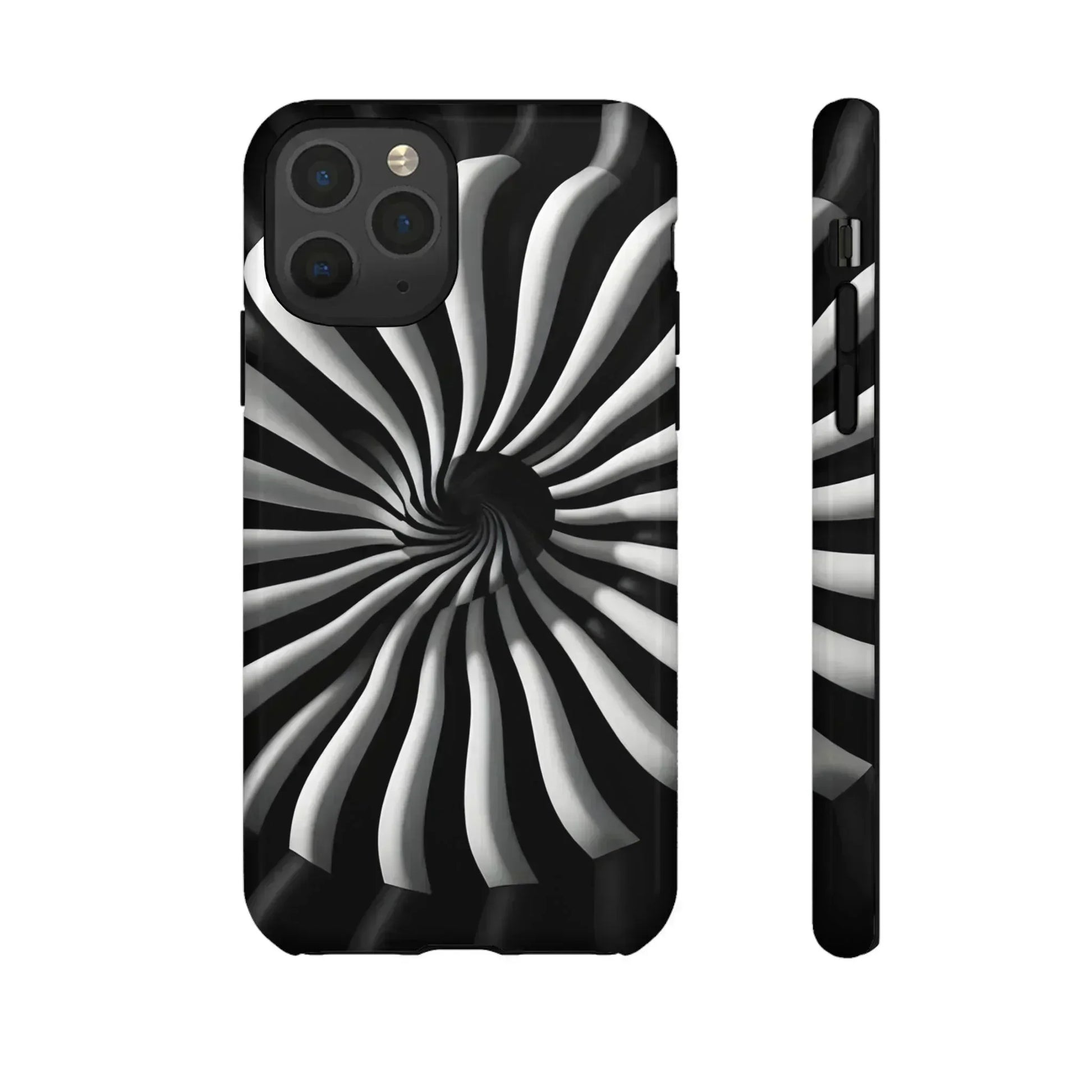 Hypnotic Black and White Spiral Phone Case for iPhone & Galaxy - KARARMDESIGN