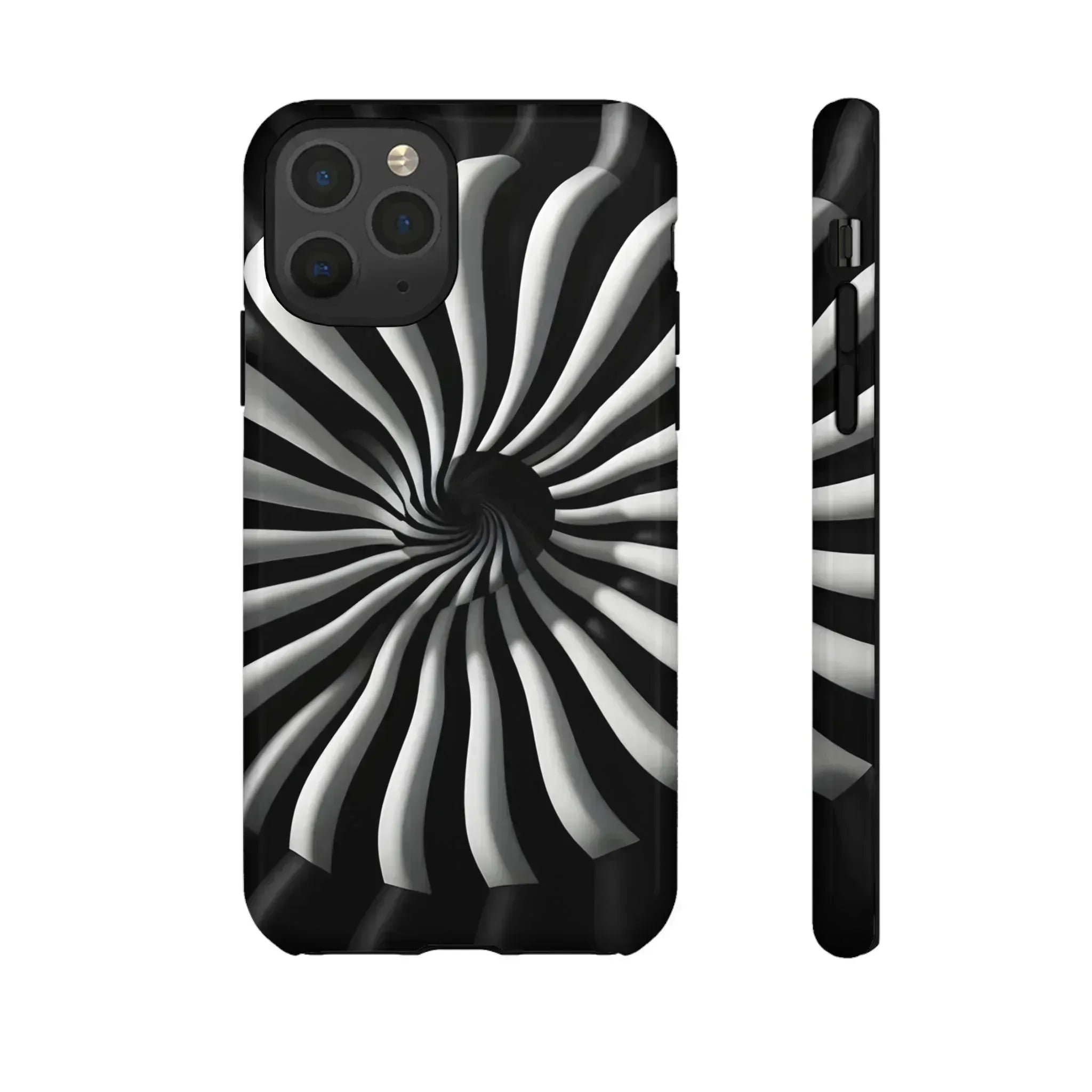 Hypnotic Black and White Spiral Phone Case for iPhone & Galaxy - KARARMDESIGN