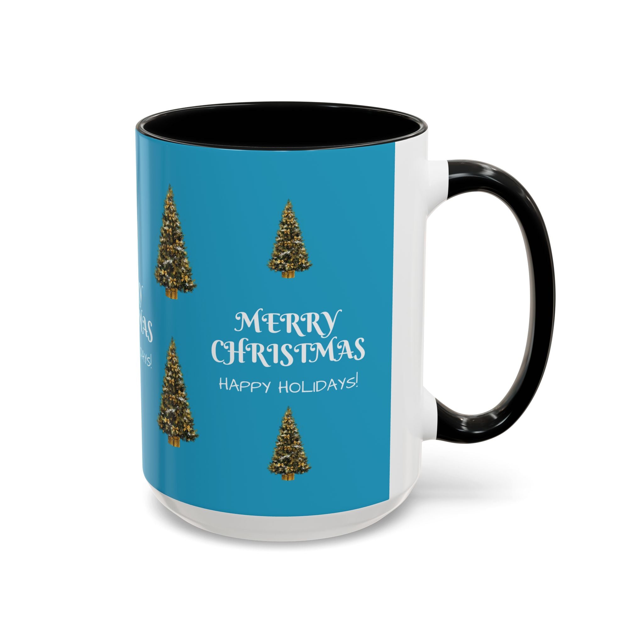 Merry Christmas and Happy Holidays Mug - Accent Coffee Mug (11, 15oz)