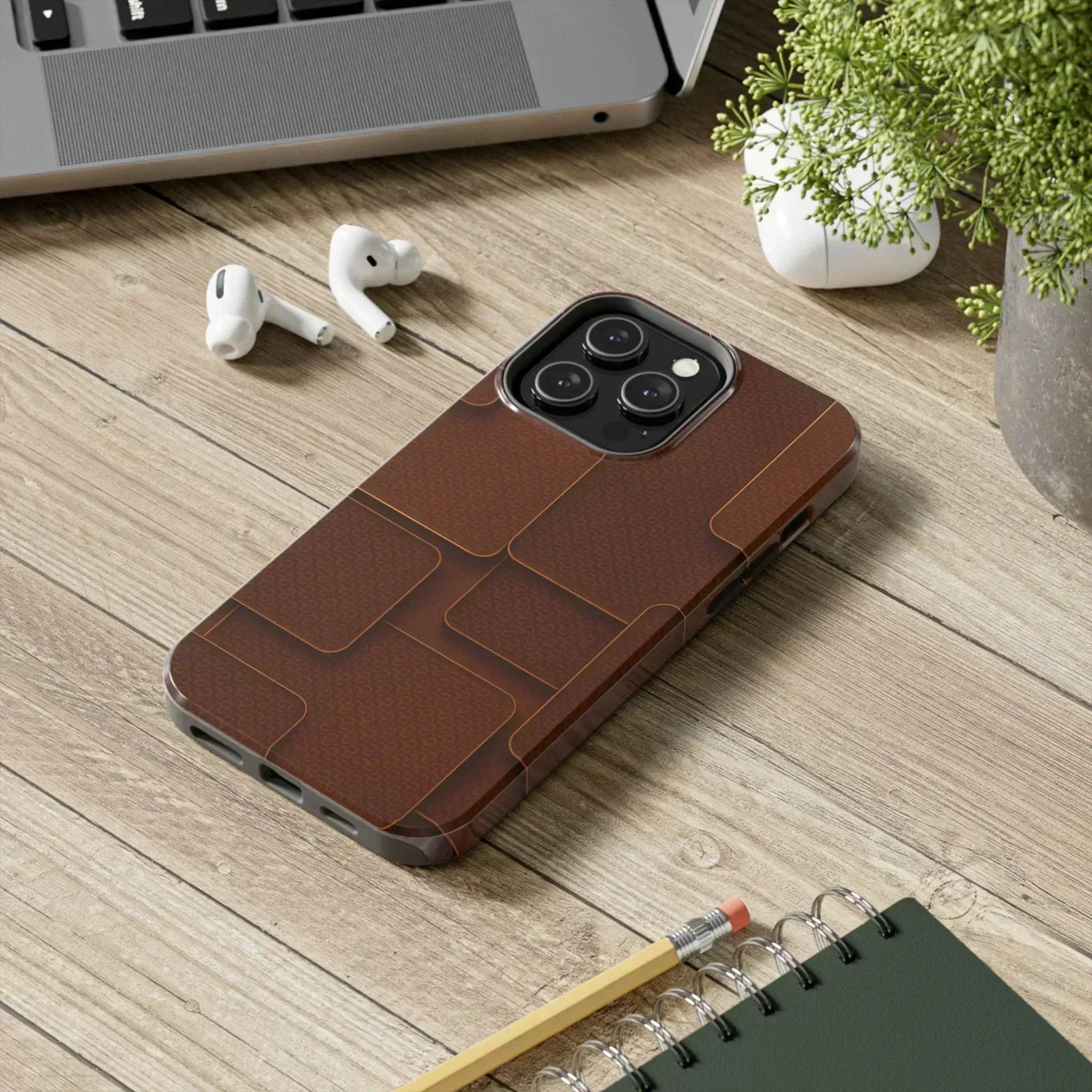Textured Brown Phone Case for iPhone 7-16 and Samsung Galaxy S21-S24 - KARARMDESIGN