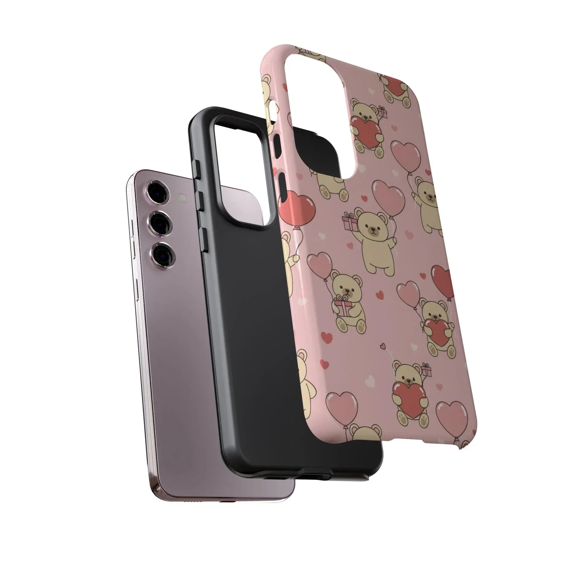 Teddy's Valentine Parade Phone Case for iPhone 11-17 and Galaxy S21-S25 - KARARMDESIGN