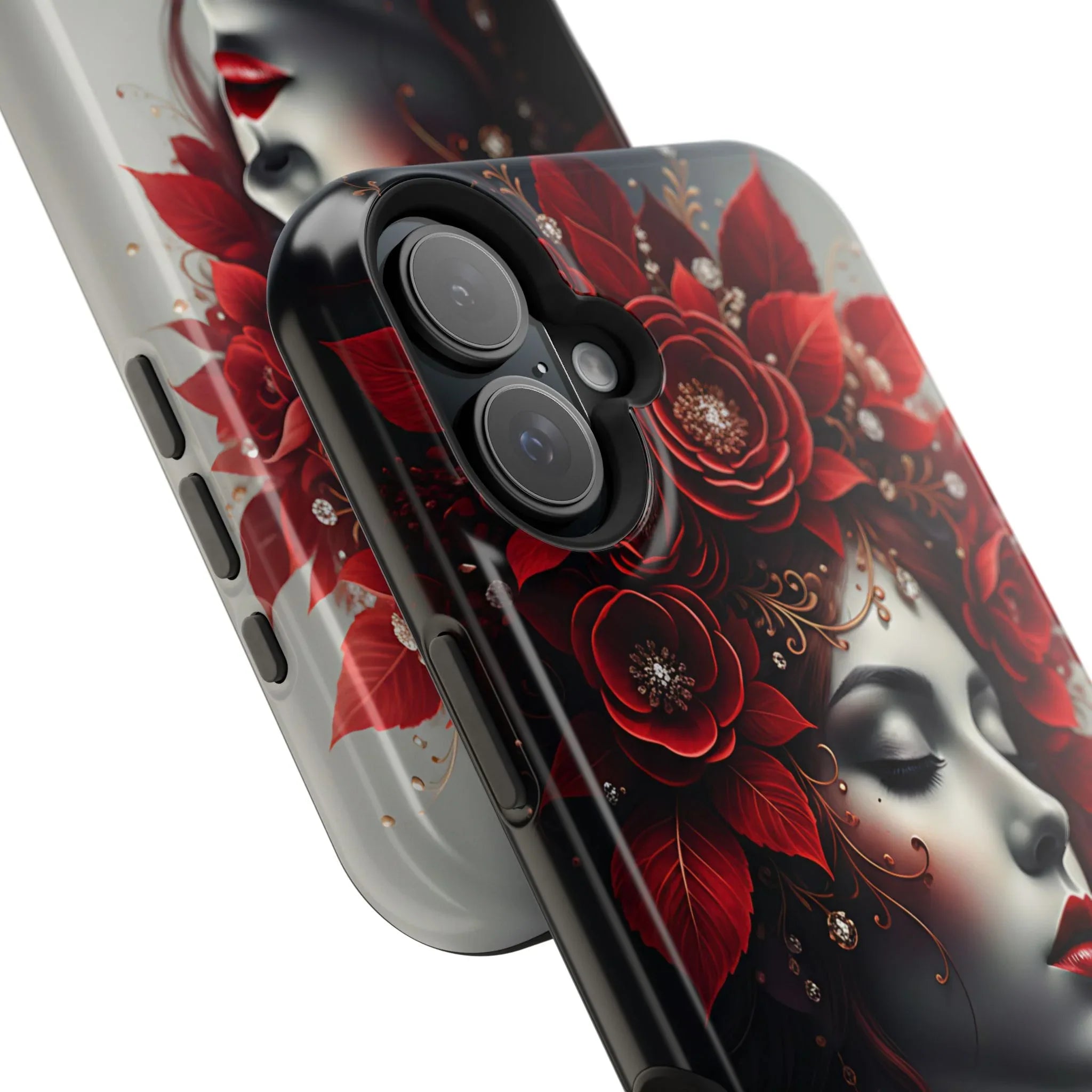 Scarlet Bloom Portrait Phone Case for iPhone 13-17 - KARARMDESIGN