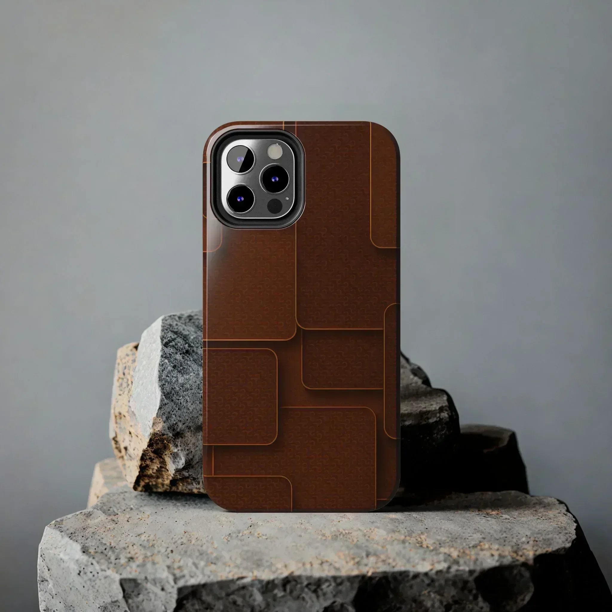 Textured Brown Phone Case for iPhone 7-16 and Samsung Galaxy S21-S24 - KARARMDESIGN