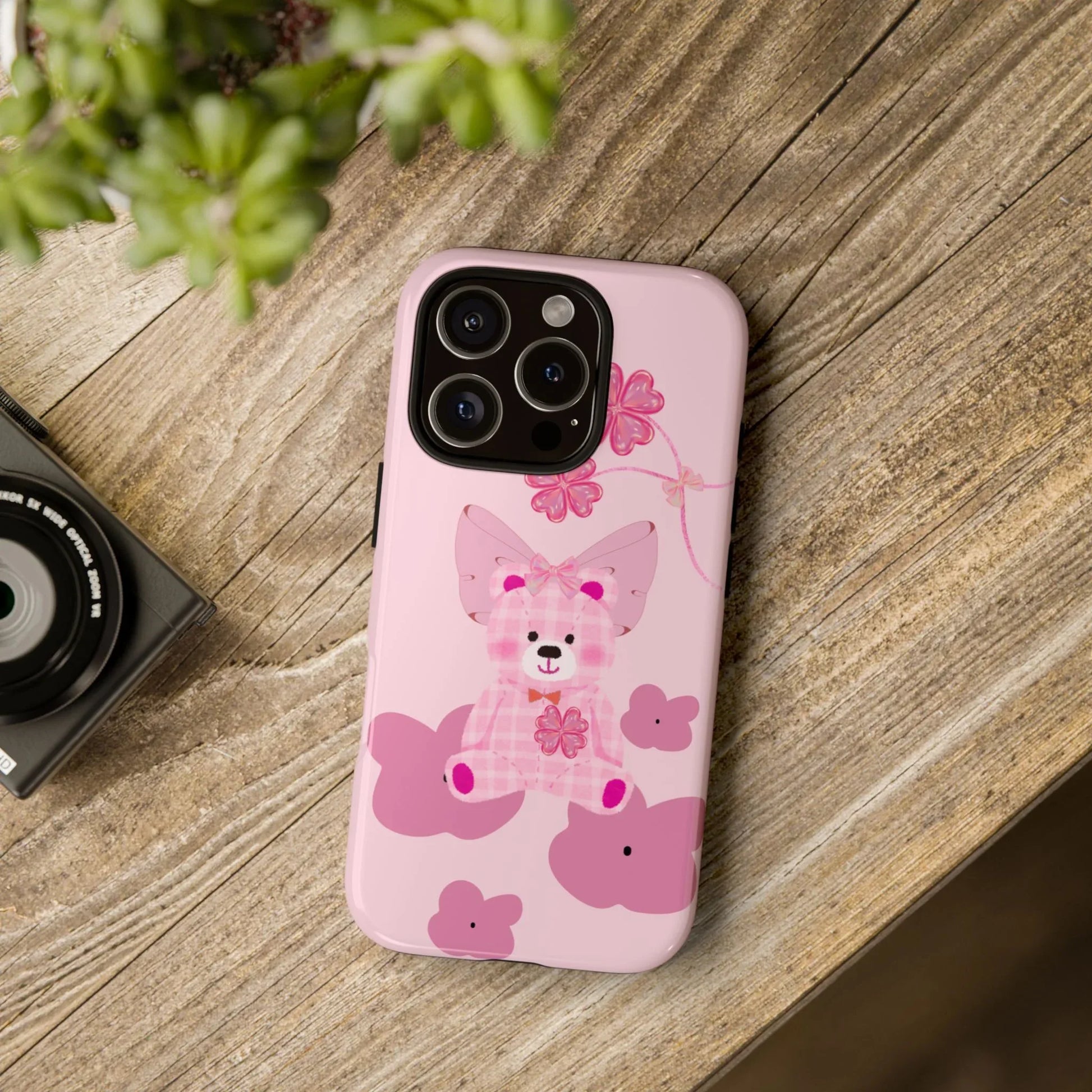 Pink Teddy Bear Phone Cases for iPhone, Pixel and Galaxy - KARARMDESIGN