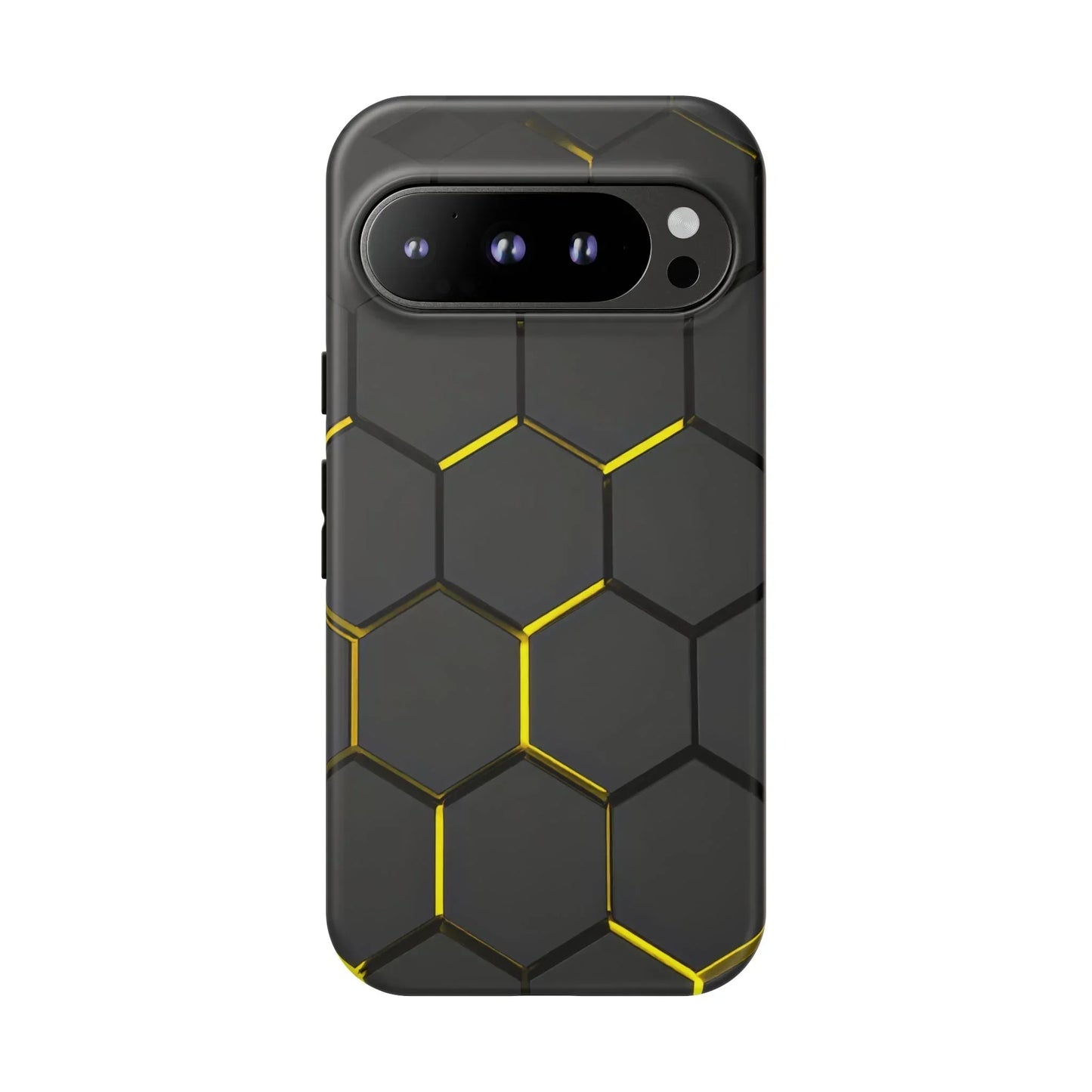 Black and Yellow Hexagon Geometric Tough Phone Case for Galaxy and Pixel - KarArmDesign