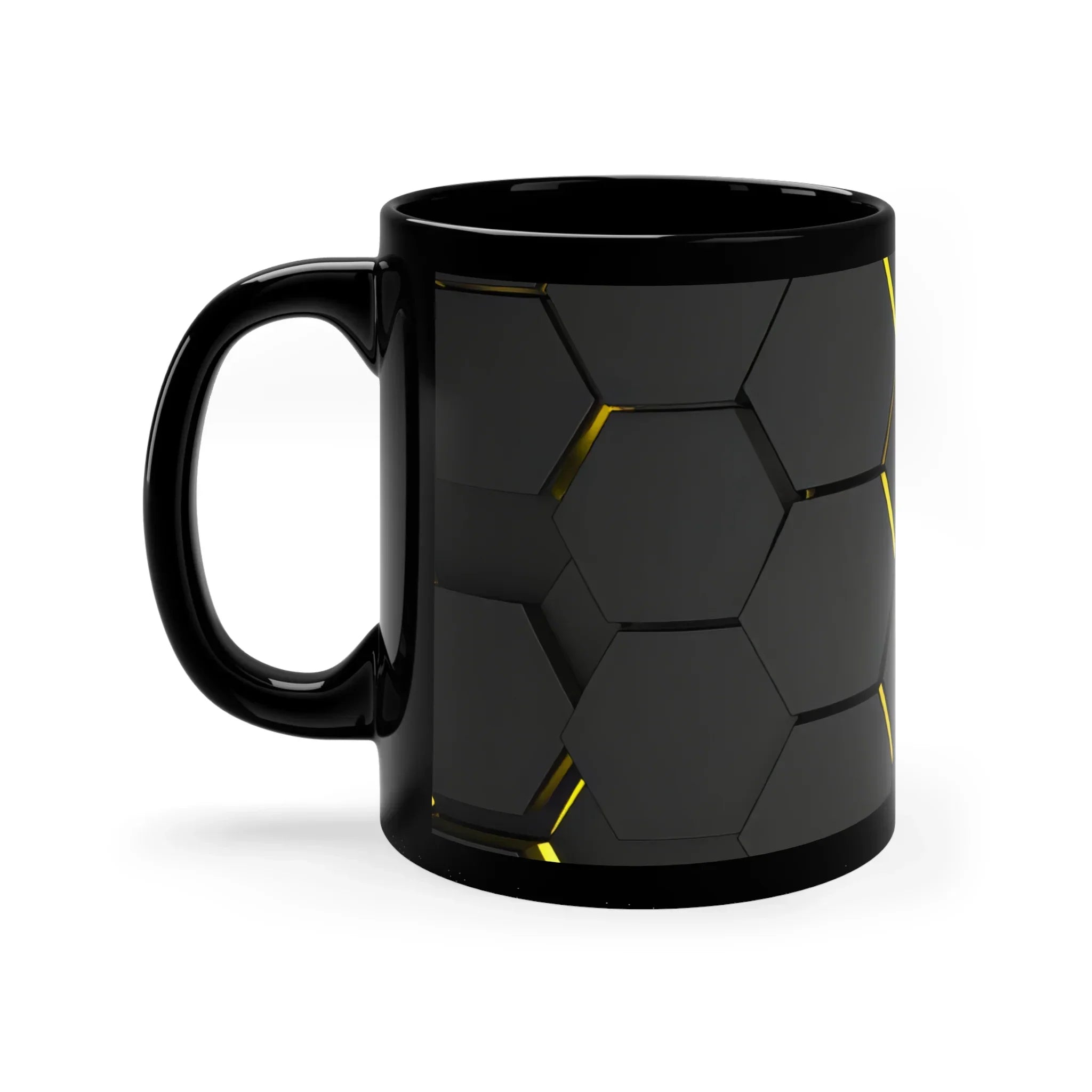 Black & Yellow Hexagonal Grid Mug – 11oz Ceramic - KARARMDESIGN