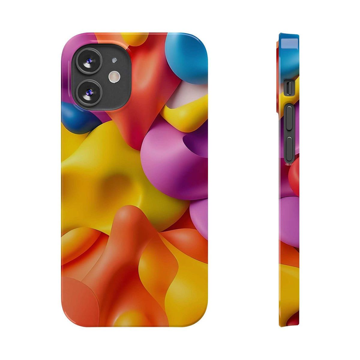 Multicolor abstract pattern phone case with camera cutouts for iPhone 11-17