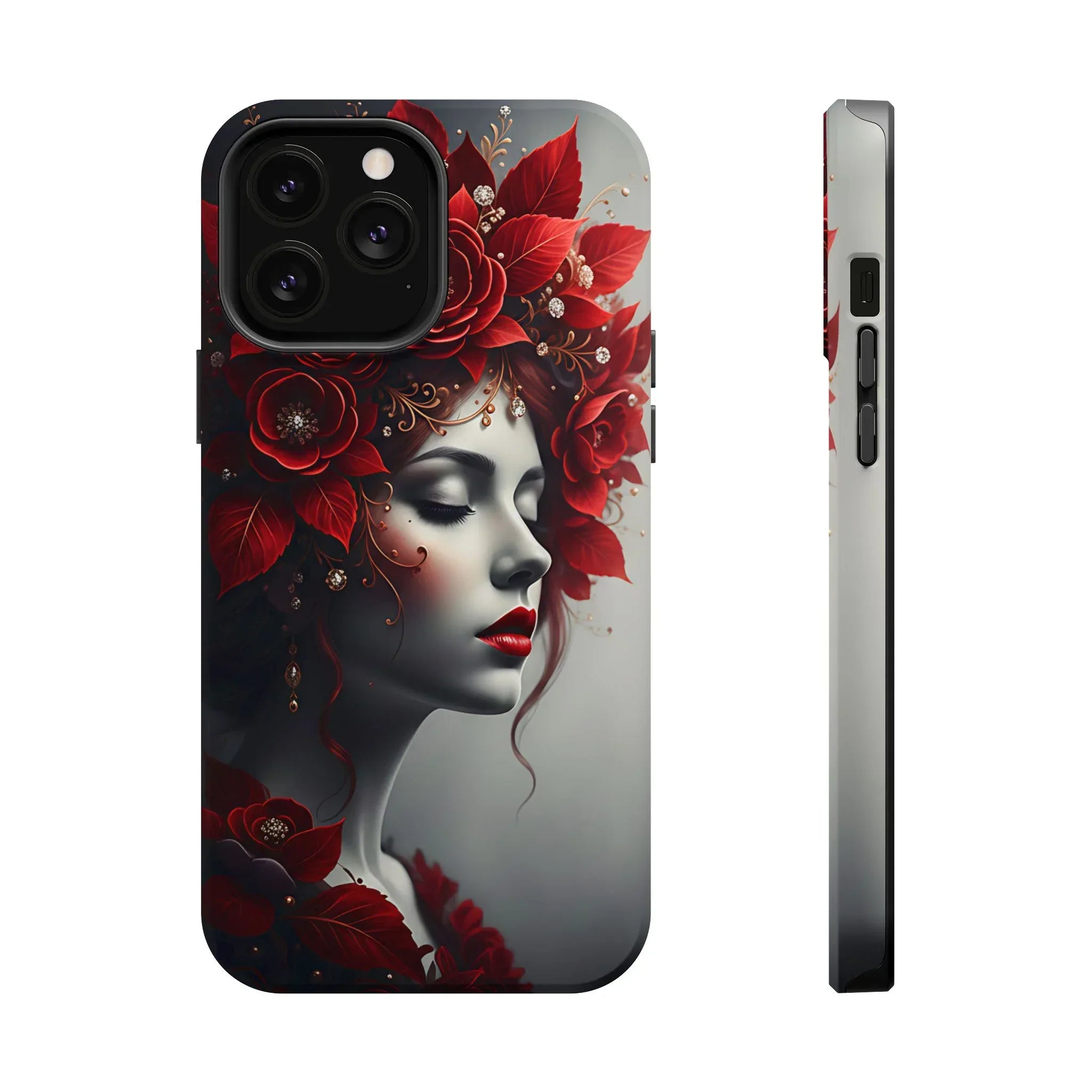 Scarlet Bloom Portrait Phone Case for iPhone 13-17 - KARARMDESIGN