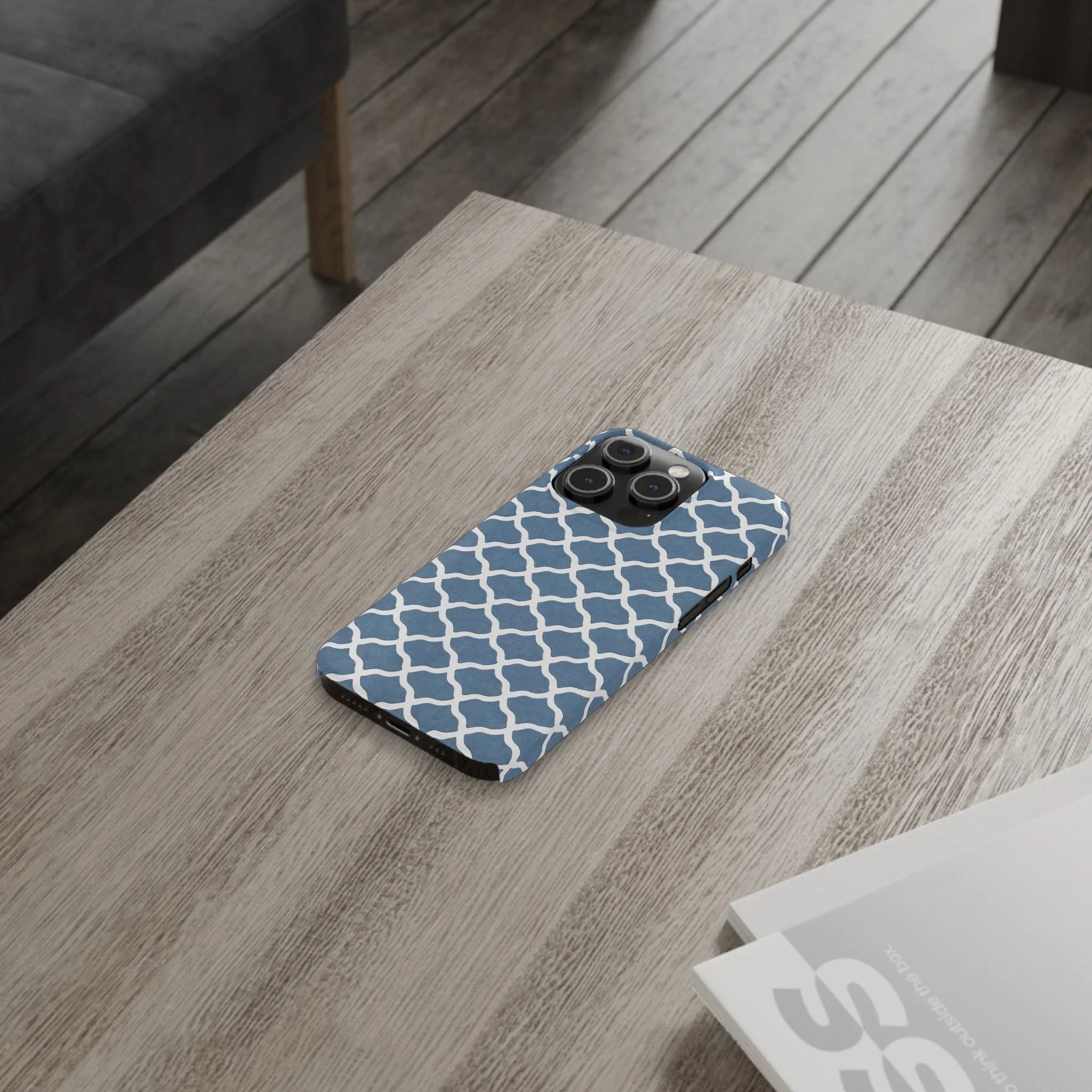 Azure Lattice Pattern Phone Case Slim Phone Cases for iPhone 11-17 - KARARMDESIGN