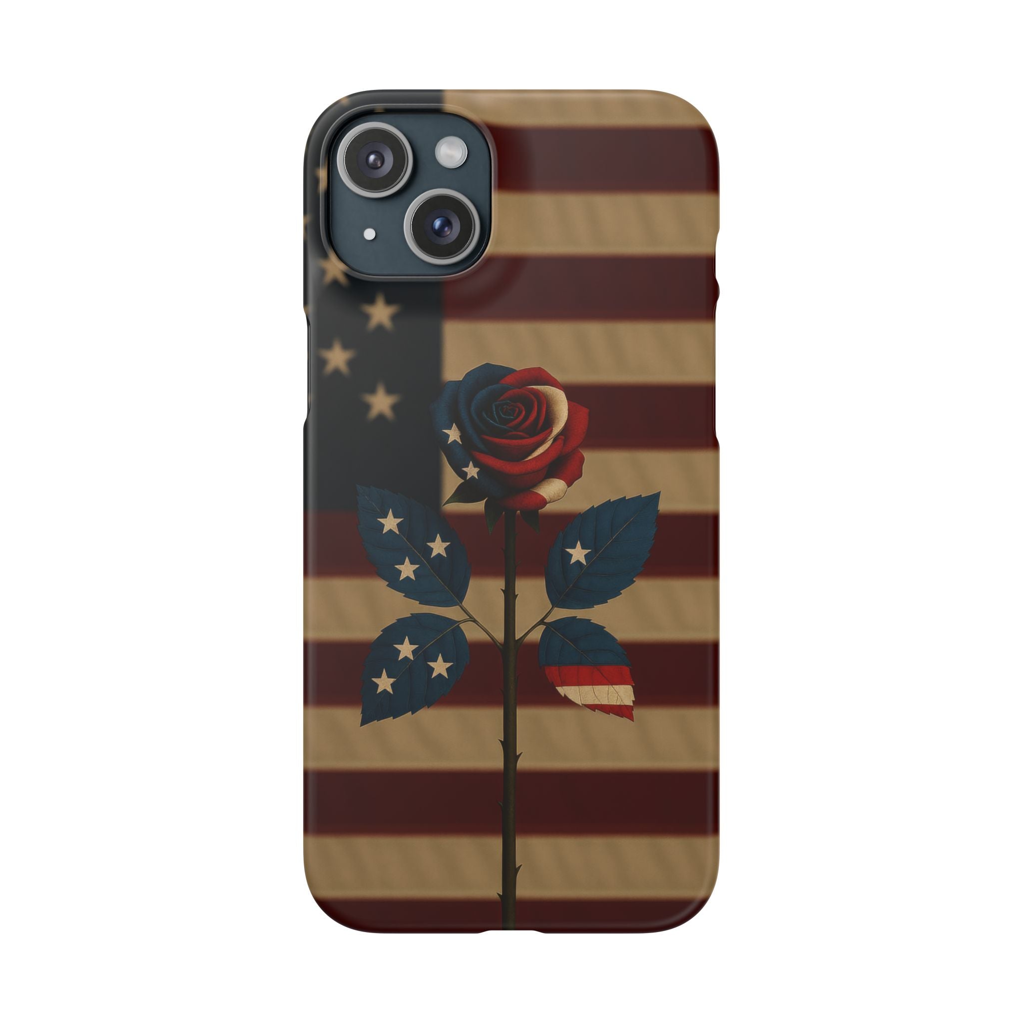 American Rose Flag Phone Case for iPhone 8-17 and Galaxy S20-S26