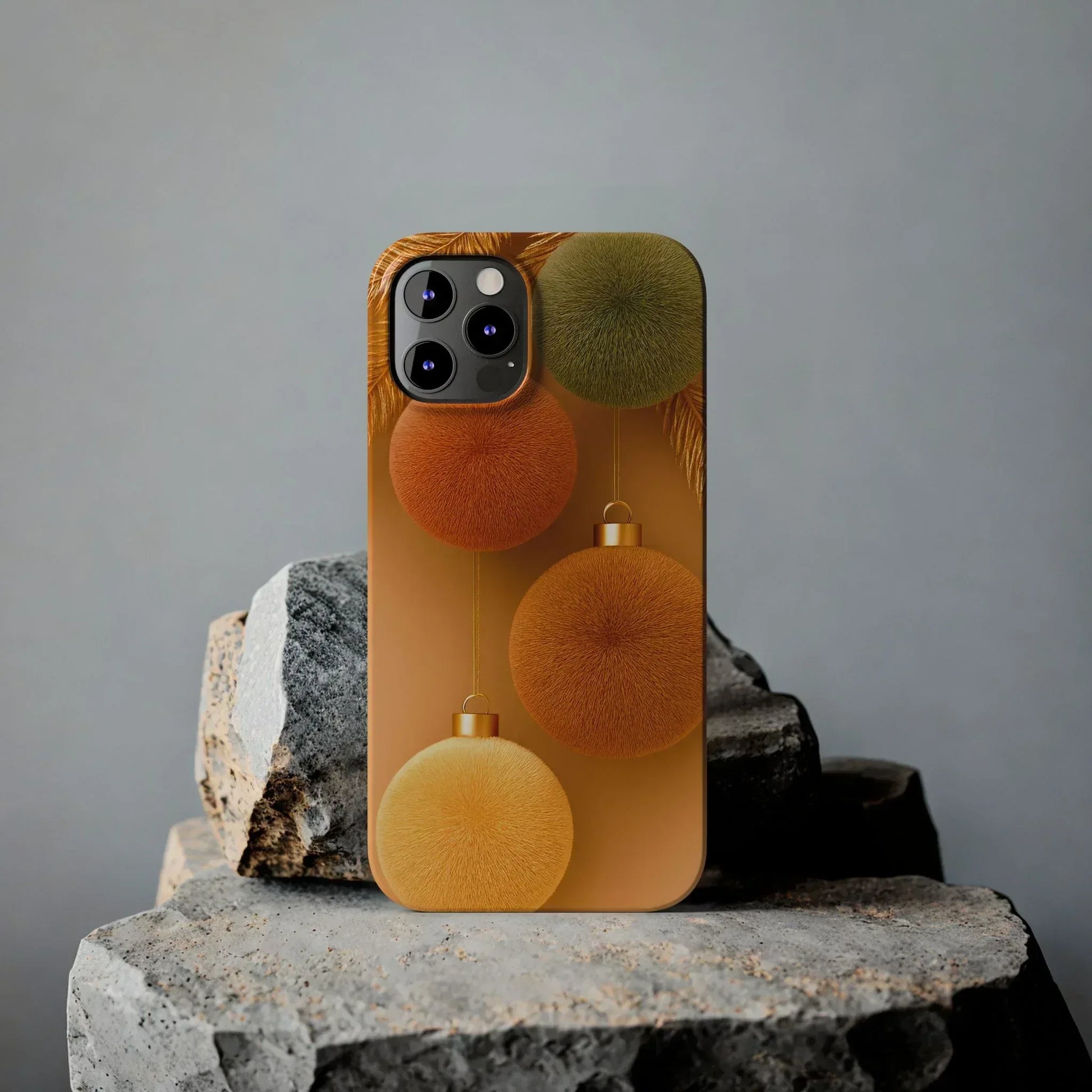 Golden Fuzz Ornaments Phone Case for iPhone 11-17 - KARARMDESIGN