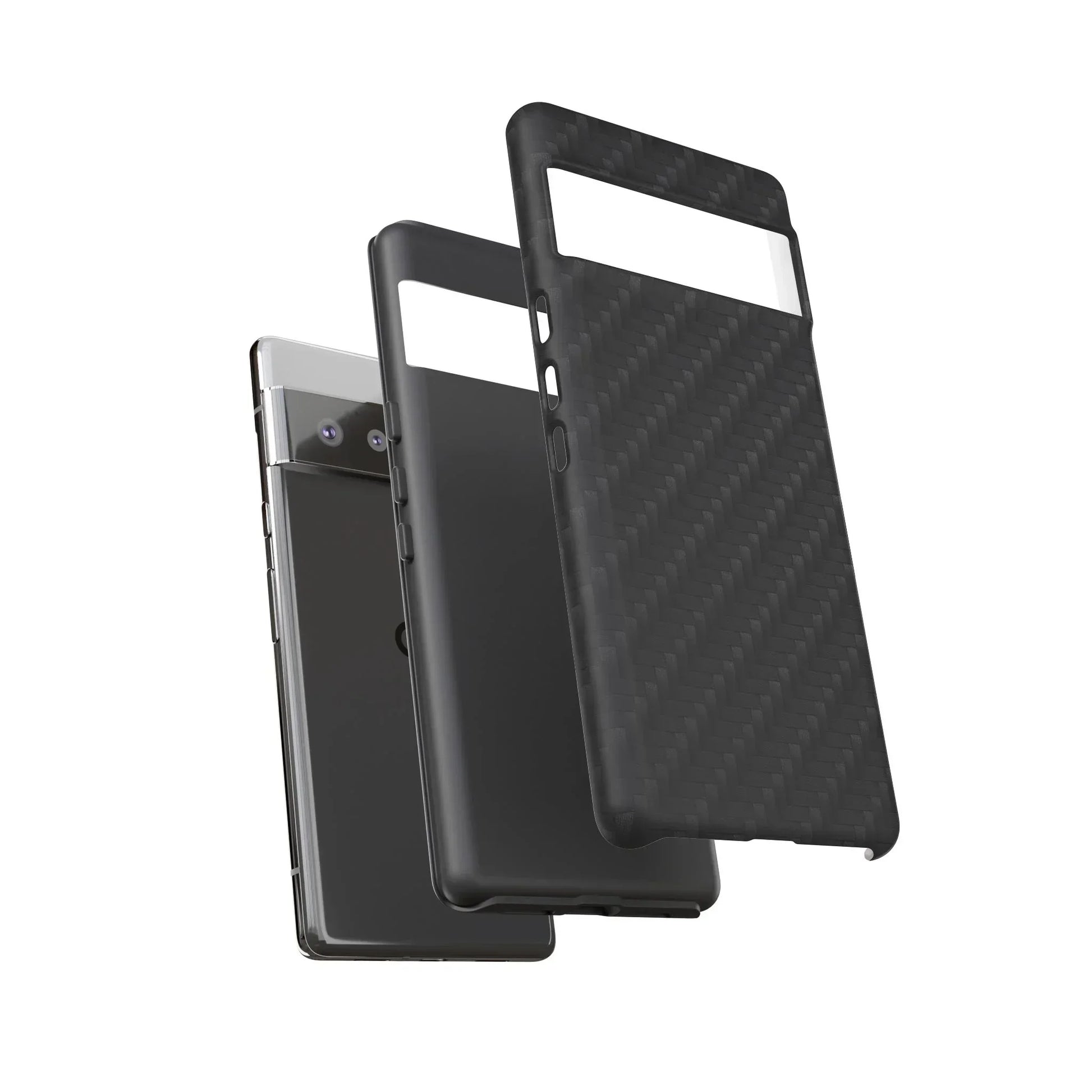 Black Carbon Phone Case Tough Case for iPhone 8-16 and Google Pixel up to 9 Models - KarArmDesign