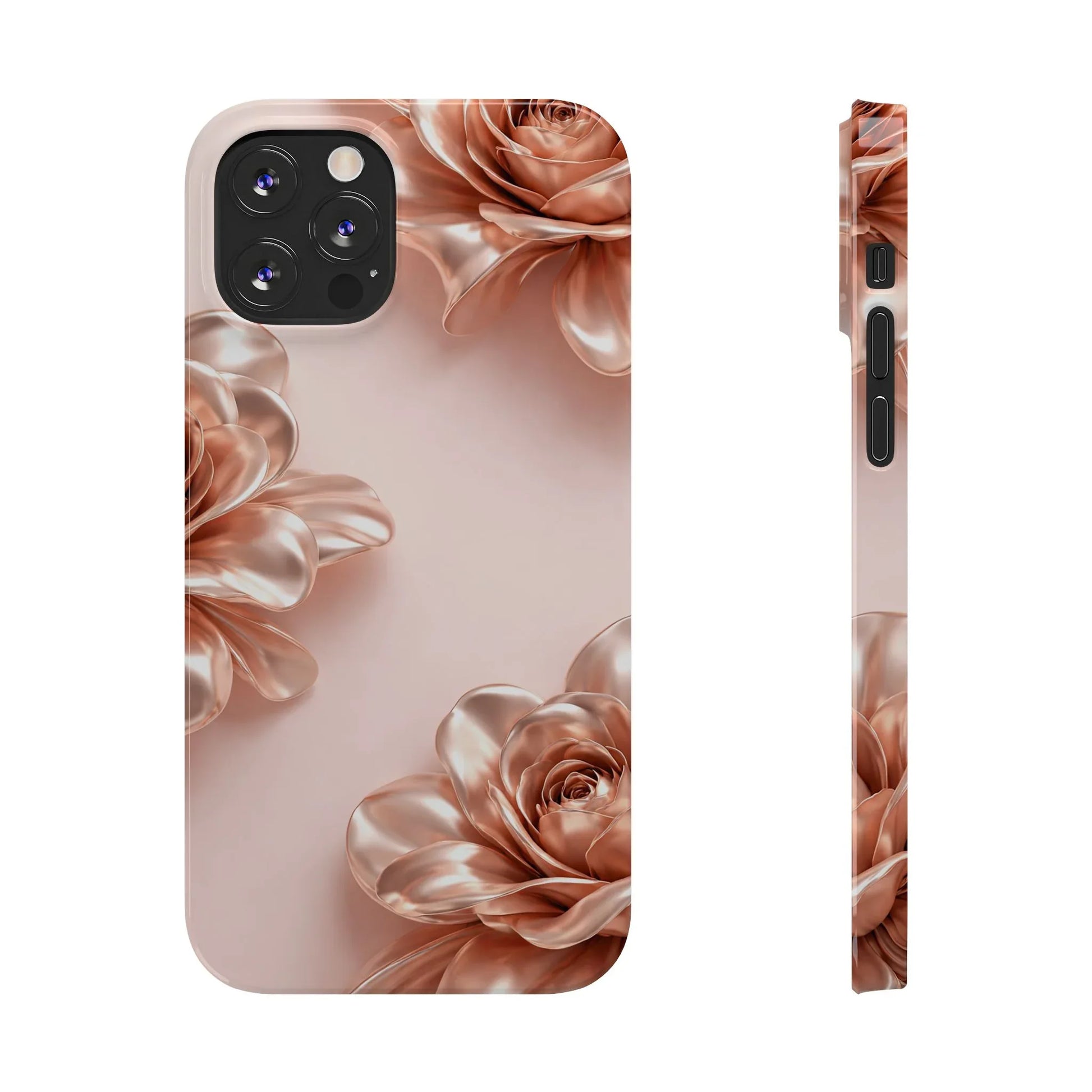 Blush Metallic Flower Case for iPhone 11-17 - KARARMDESIGN