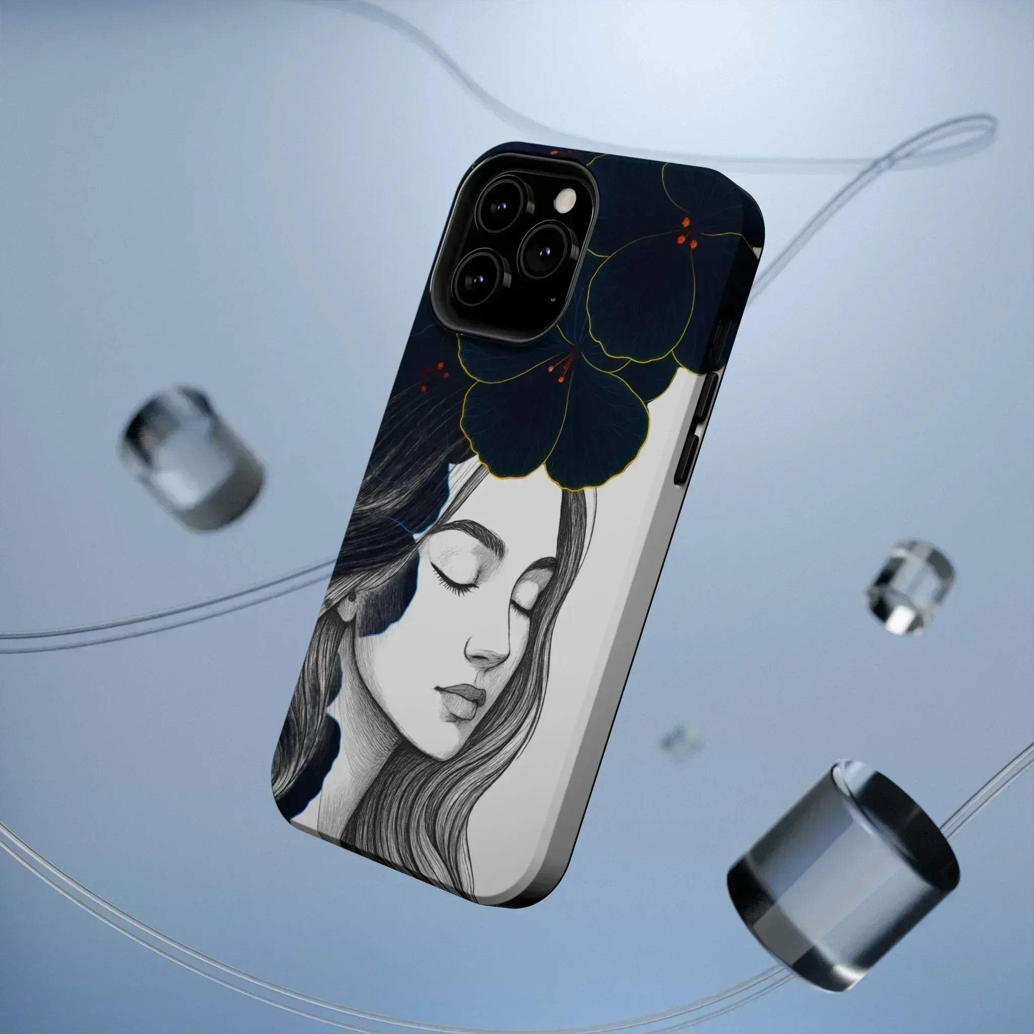 Dark Floral Elegance Phone Case for iPhone 13-16 - KARARMDESIGN