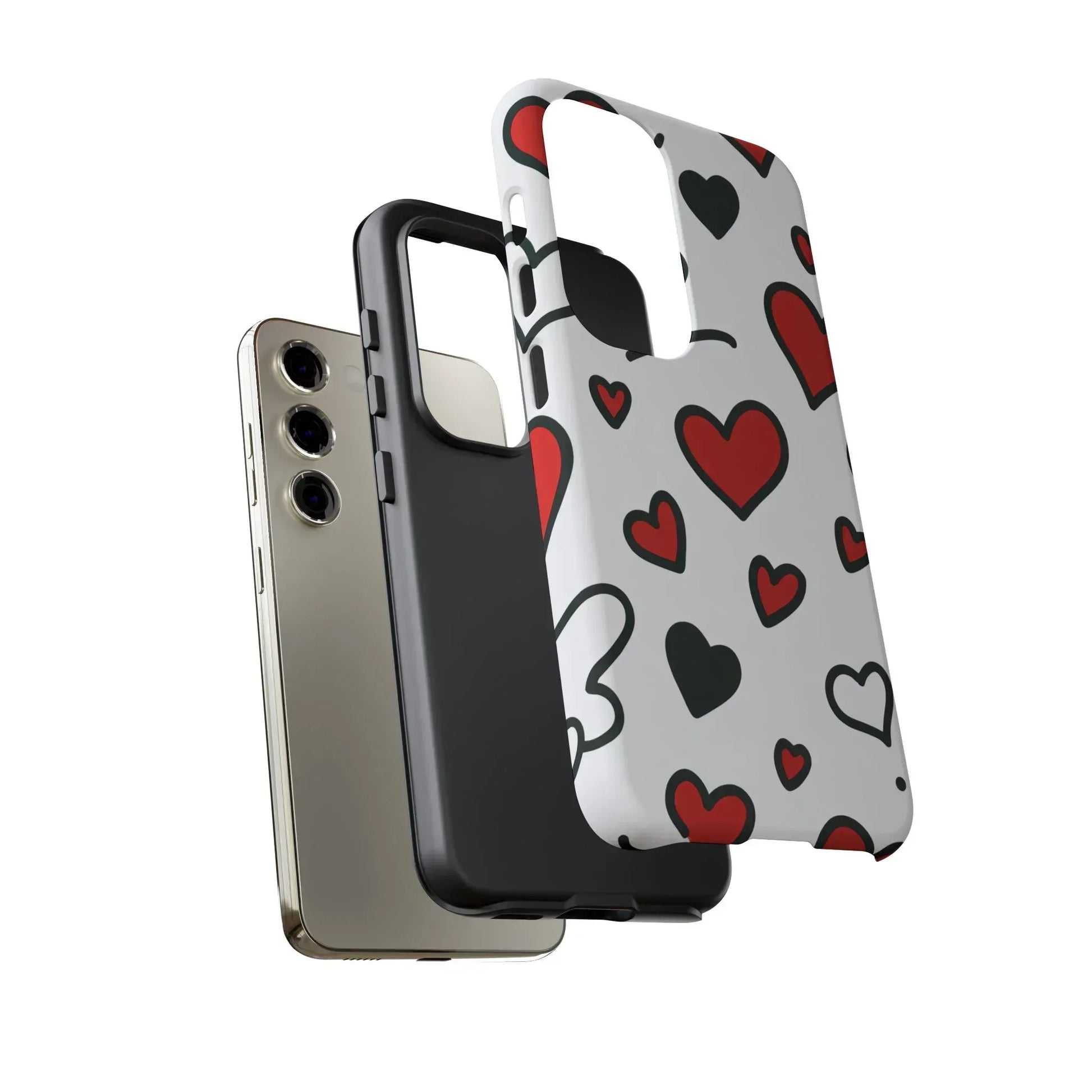 Scattered Hearts Phone Case for iPhone 11-17 and Galaxy S10-S25 - KARARMDESIGN