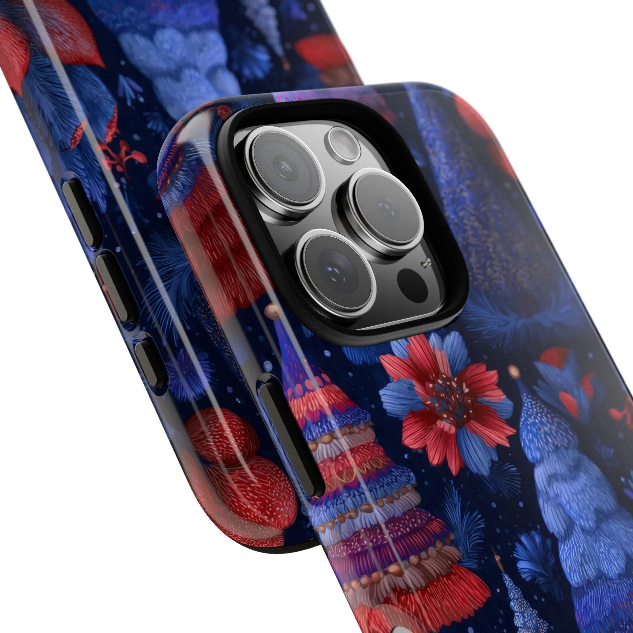 Midnight Blue Christmas Forest Phone Case for iPhone 8-17 and Galaxy S21–S25 - KARARMDESIGN