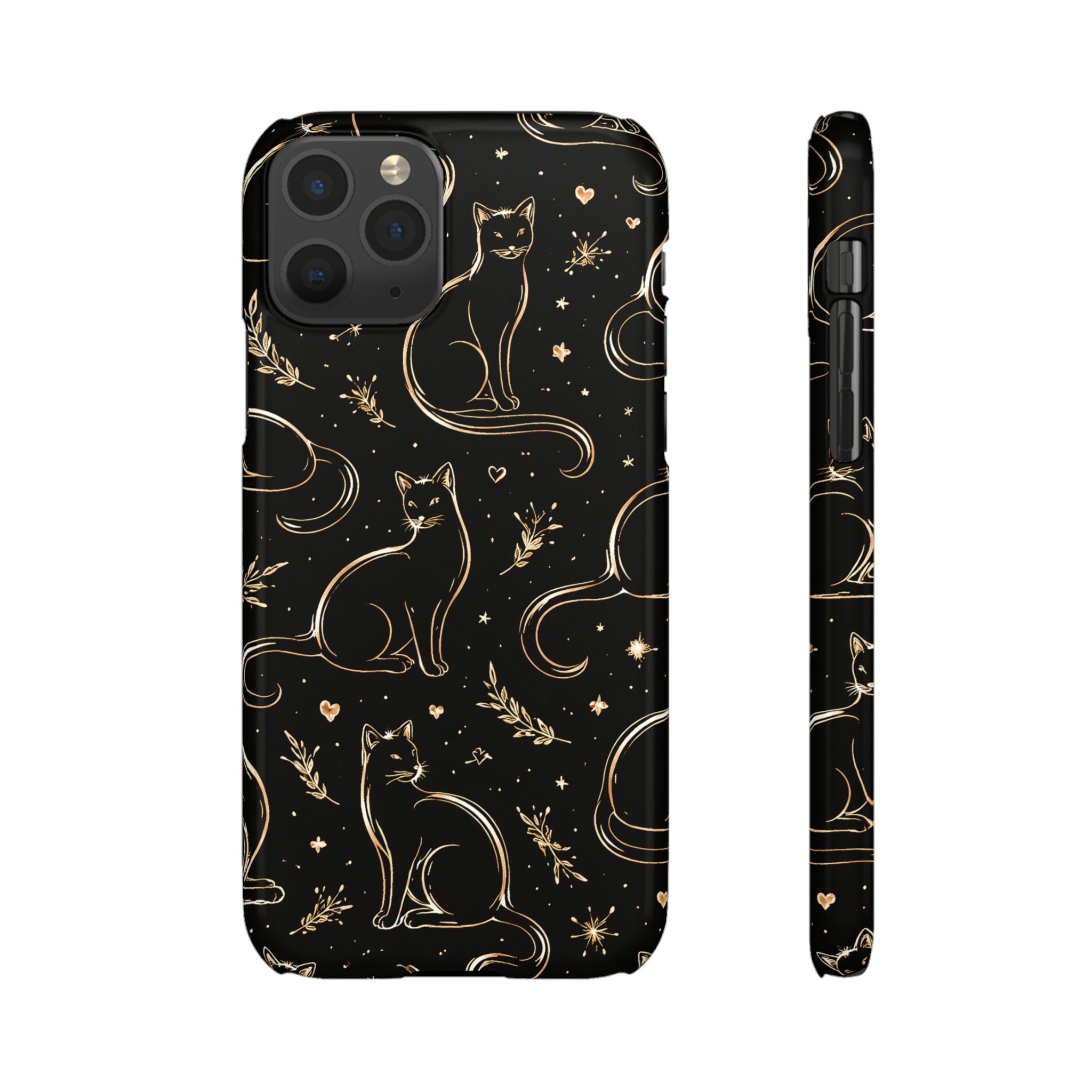 Golden Cat Pattern Phone Case for iPhone 11-17 and Galaxy S20-S26