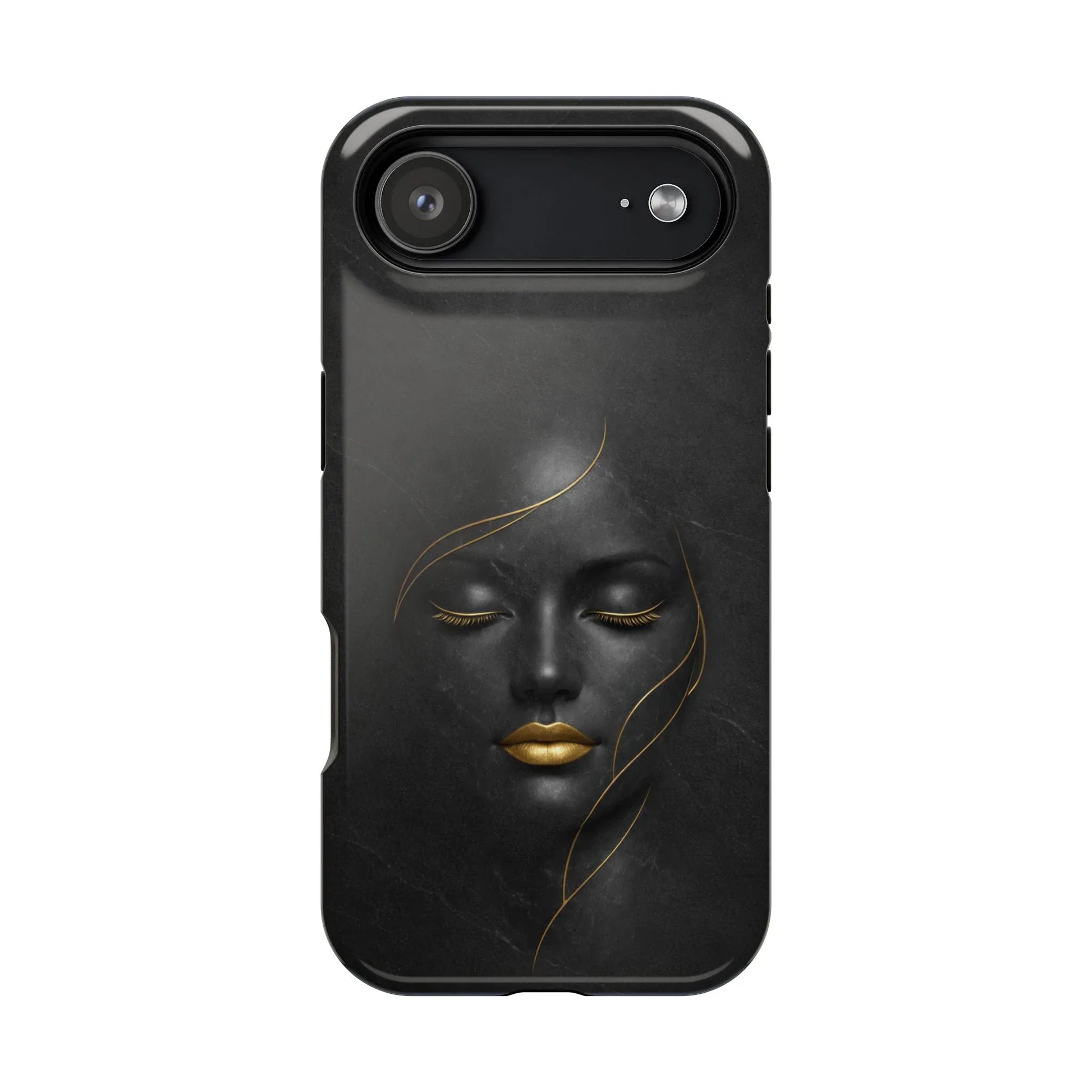 Black Gold Face Phone Case for iPhone 13-17 - KARARMDESIGN