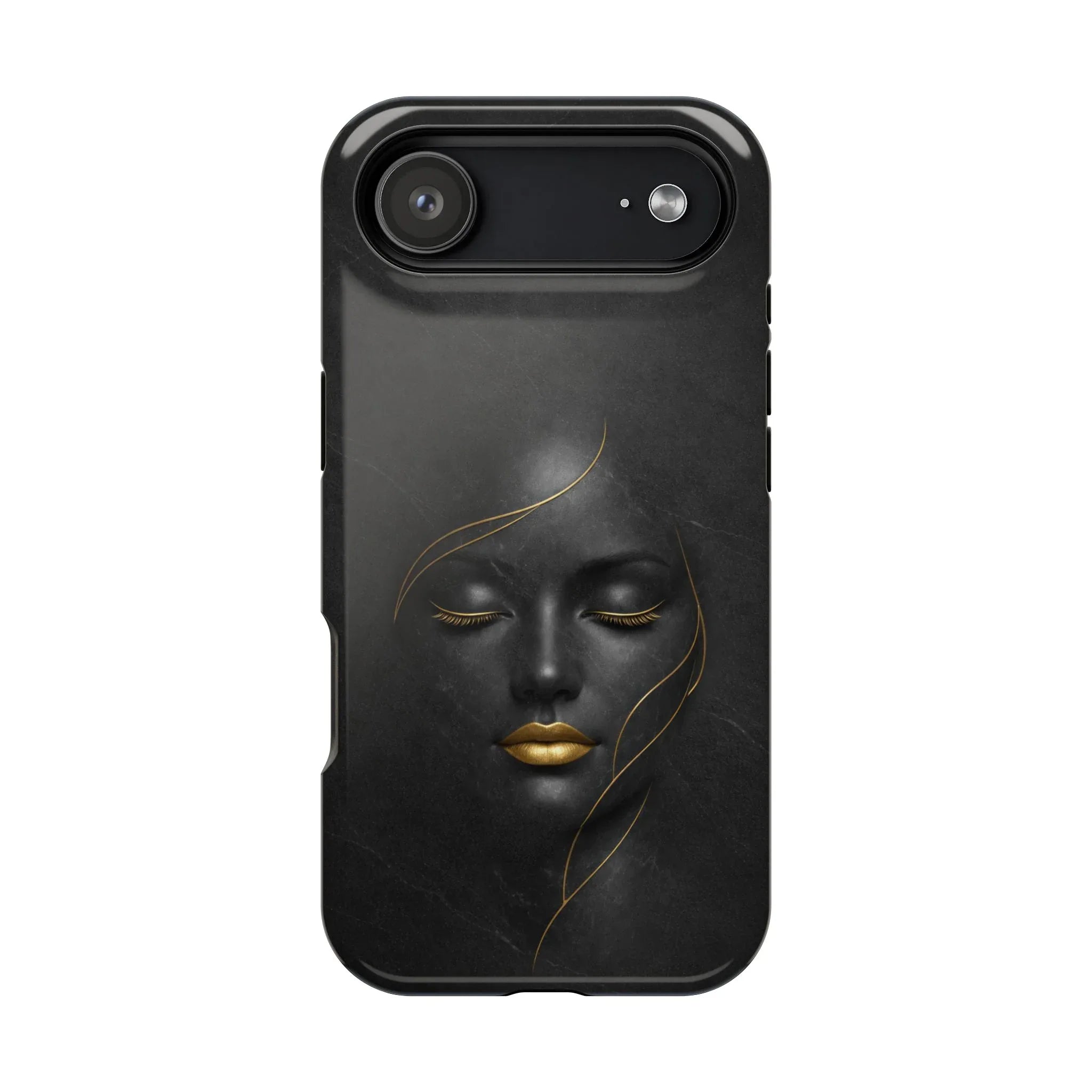 Black Gold Face Phone Case for iPhone 13-17 - KARARMDESIGN