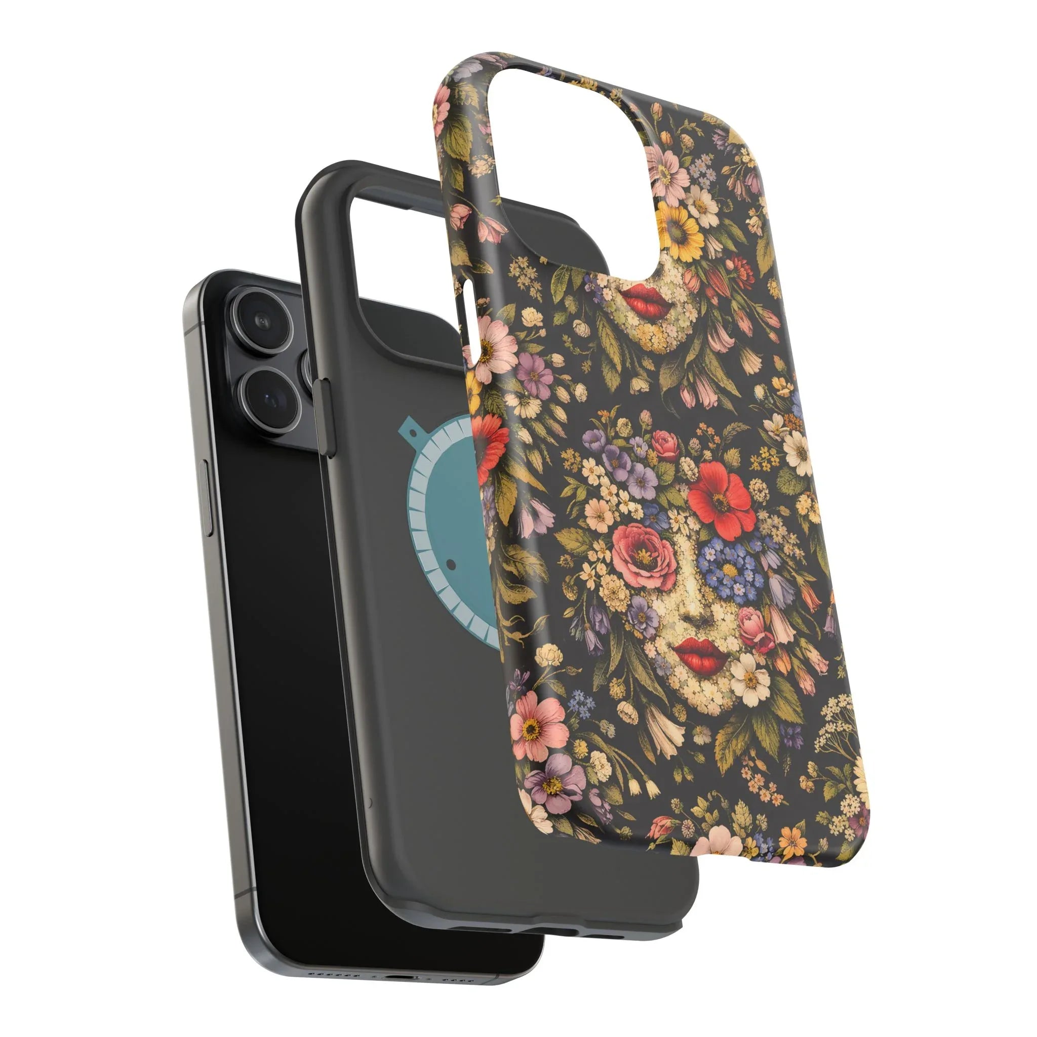 Vintage Flower Face Phone Case for iPhone 13-17 - KARARMDESIGN