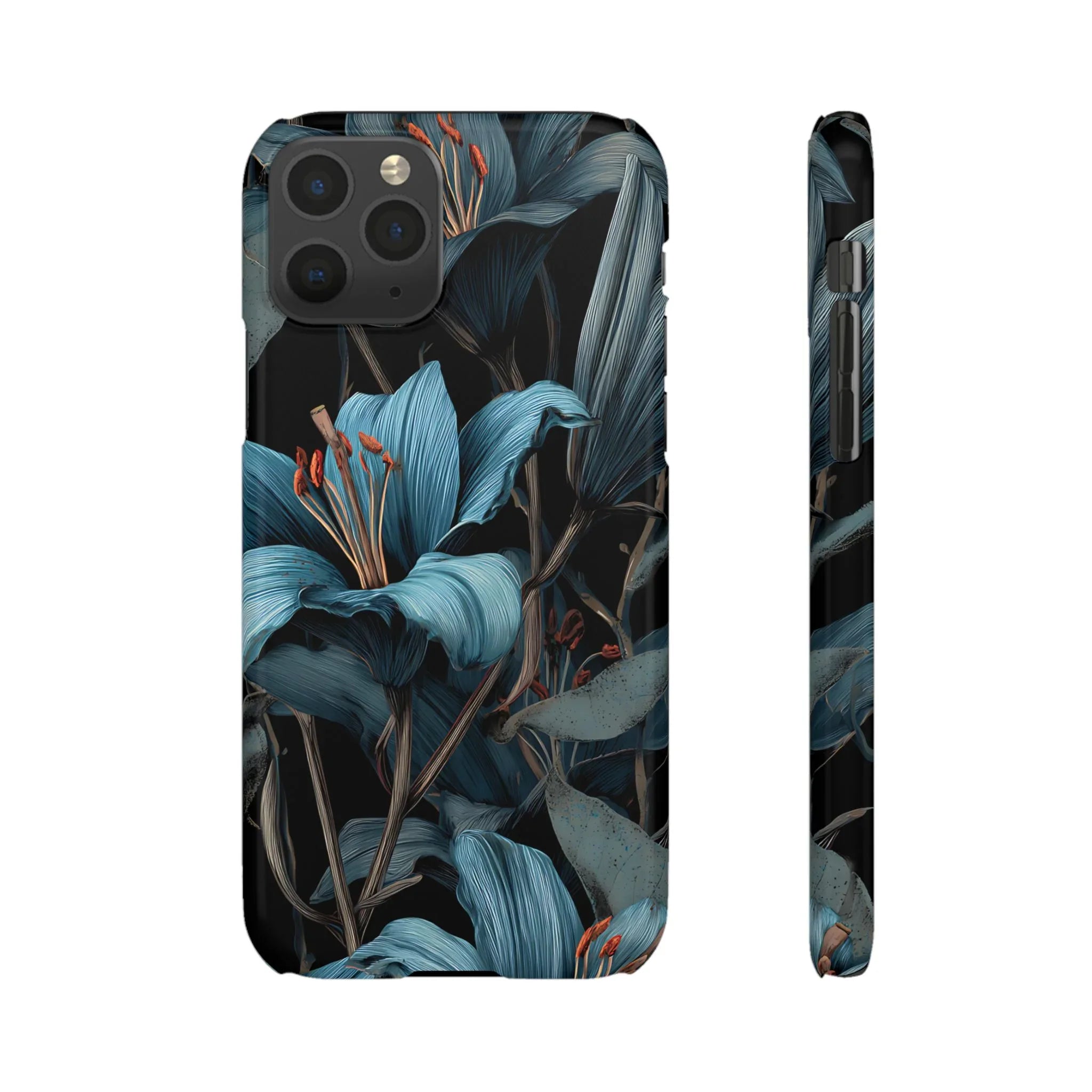 Blue Lily Floral Phone Case for iPhone 11-17 and Galaxy S20-S25 - KARARMDESIGN
